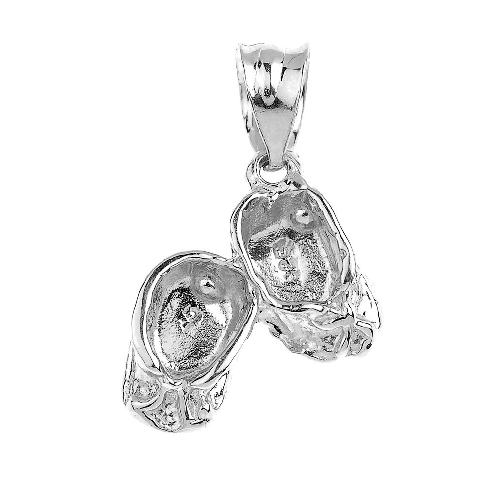 14k White Gold Baby Girl Shoes Charm Pendant - High Polish Elegant Jewelry Gift for Newborns, Christening & Baby Showers