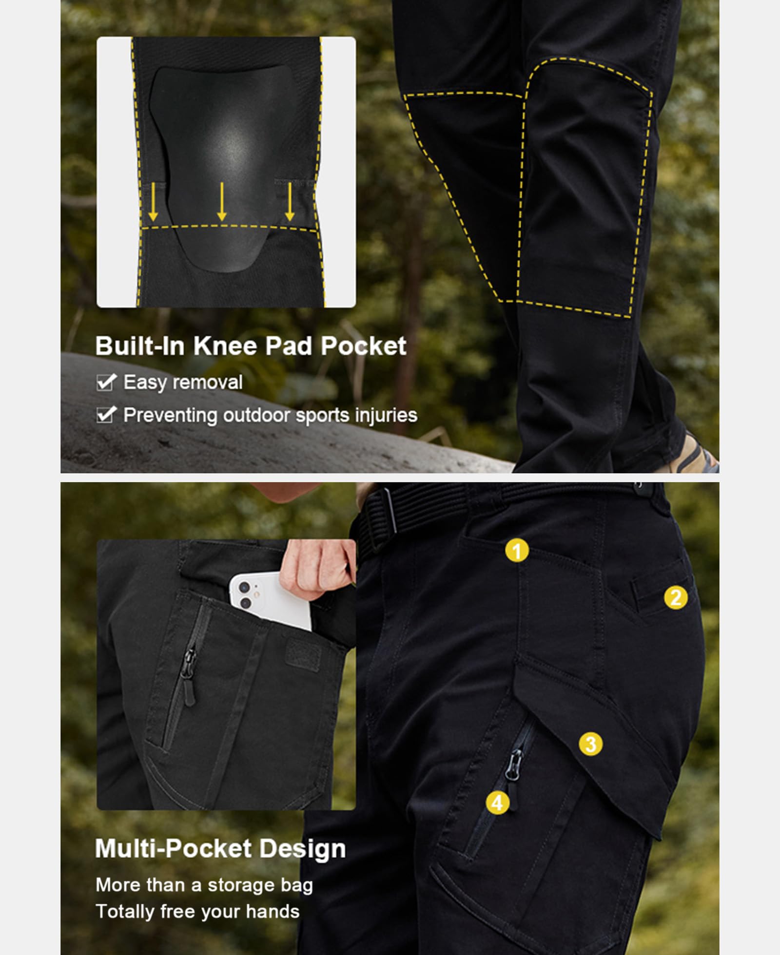 Susclude Men's Tactical Cargo Pants - Ripstop Military Work Pants for Outdoor Hiking, Camping & Combat - Durable Assault Trousers for Active Men (Ideal for Hunting, Airsoft & Outdoor Adventures)