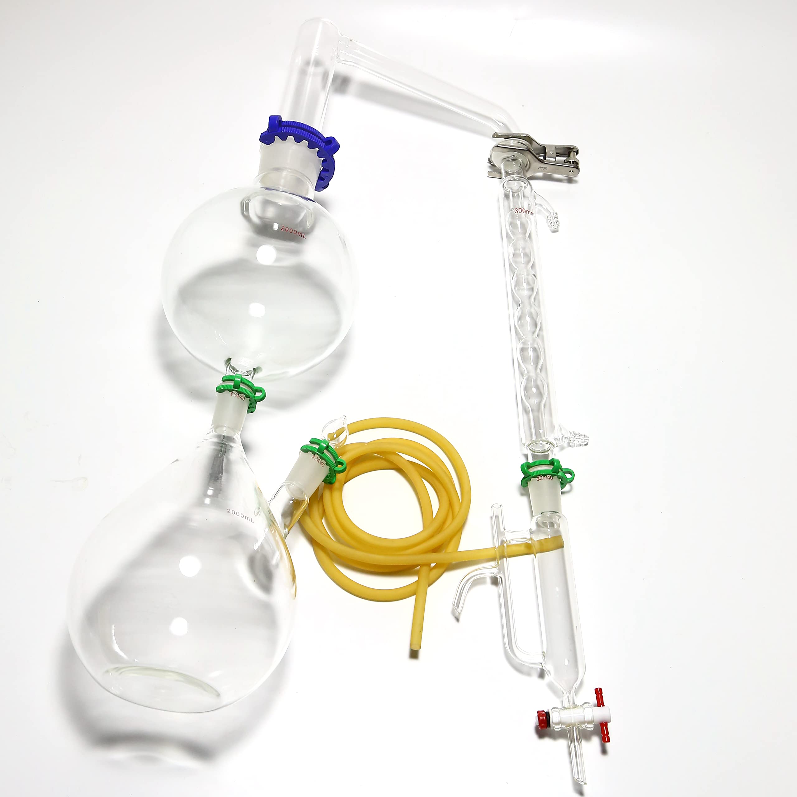 Premium Essential Oil Steam Distillation Kit with Allihn Condenser - Complete All Glassware Set Including Clamps - Perfect for Aromatherapy, DIY Perfume Making & Home Herbal Extractions