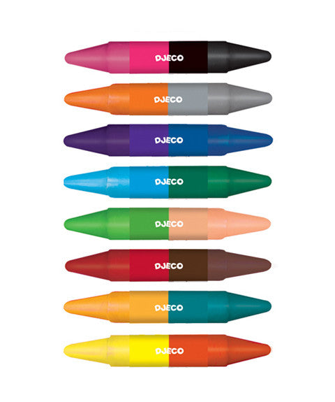Djeco 8-Pack Non-Toxic Washable Crayons for Toddlers & Kids - Perfect for Art Projects, Coloring Books & Classroom Activities