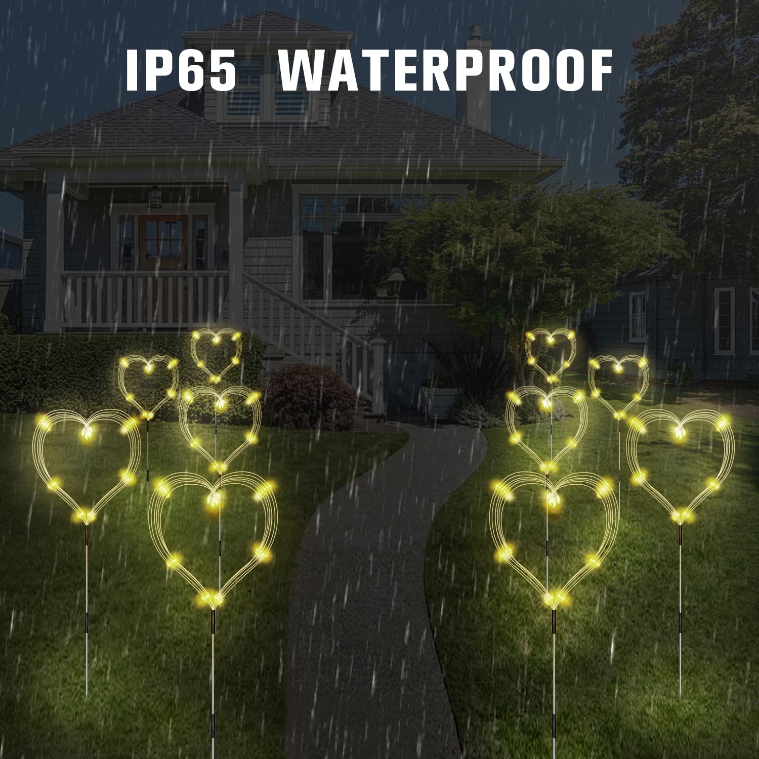 6 Pack Solar Garden Lights Outdoor - 120 LED Waterproof Firework Lights with Remote, 8 Lighting Modes for DIY Landscape Decor | Warm White Pathway & Backyard Lighting for Lawn, Garden, Patio, Walkway