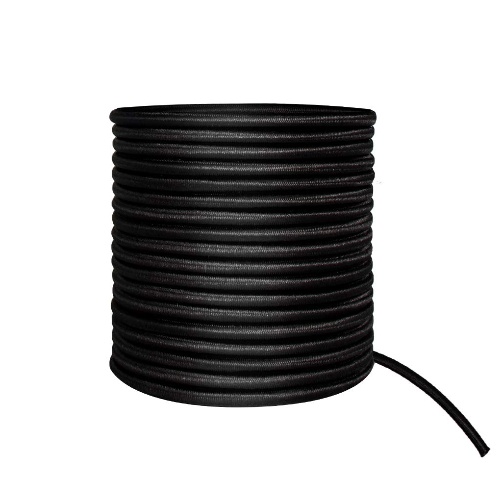 10mx4mm Marine Grade Bungee Shock Cords - Heavy Duty Elastic Tie Down Straps & Stretch Ropes for Kayak, Trailer, Hammock, DIY Crafts - Waterproof & UV Resistant - Perfect for Outdoor, Boating, Camping & Home Organization (Black)