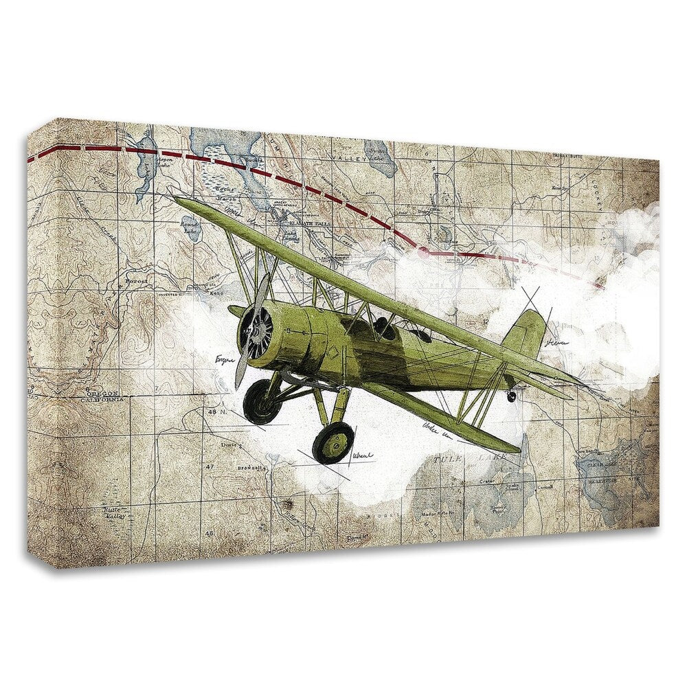 GraphINC Studio Biplane 2 Canvas Wall Art - Premium Framed Ready to Hang Painting for Living Room, Bedroom & Office Decor