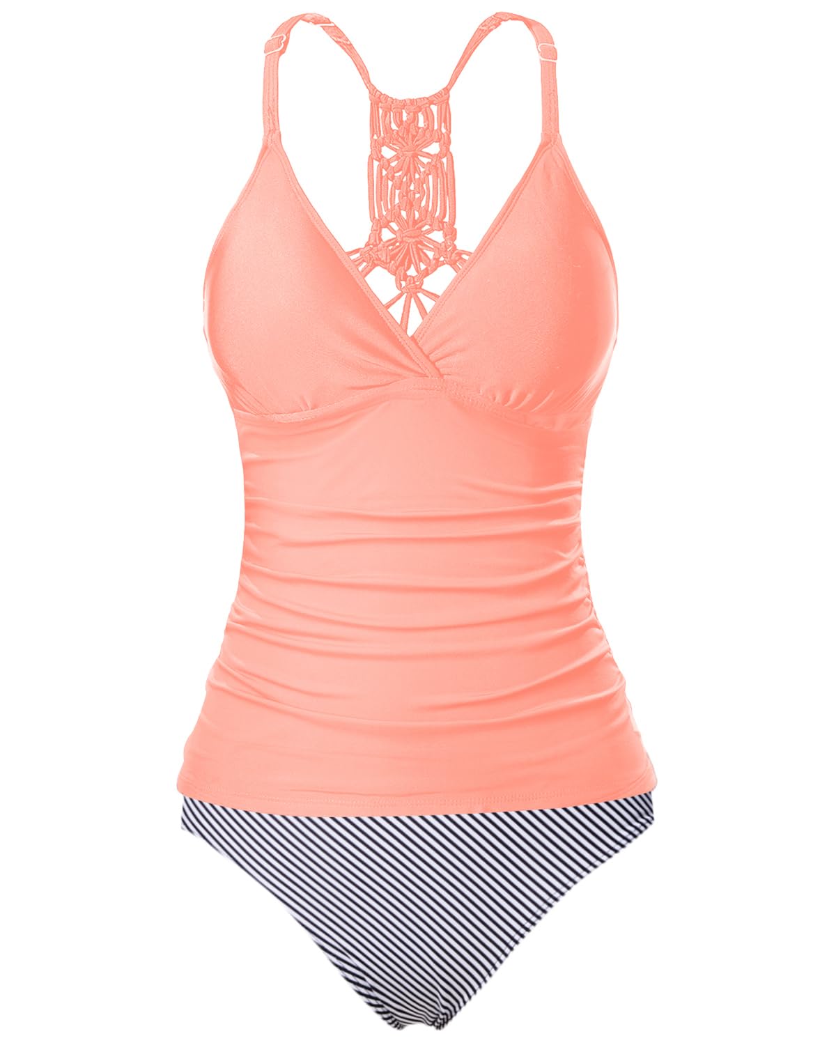 Holipick Women's Tummy Control Two Piece Tankini Swimsuit - V Neck Tankini Top & Swim Bottom for Beach, Pool & Vacation | Flattering Swimwear for Women