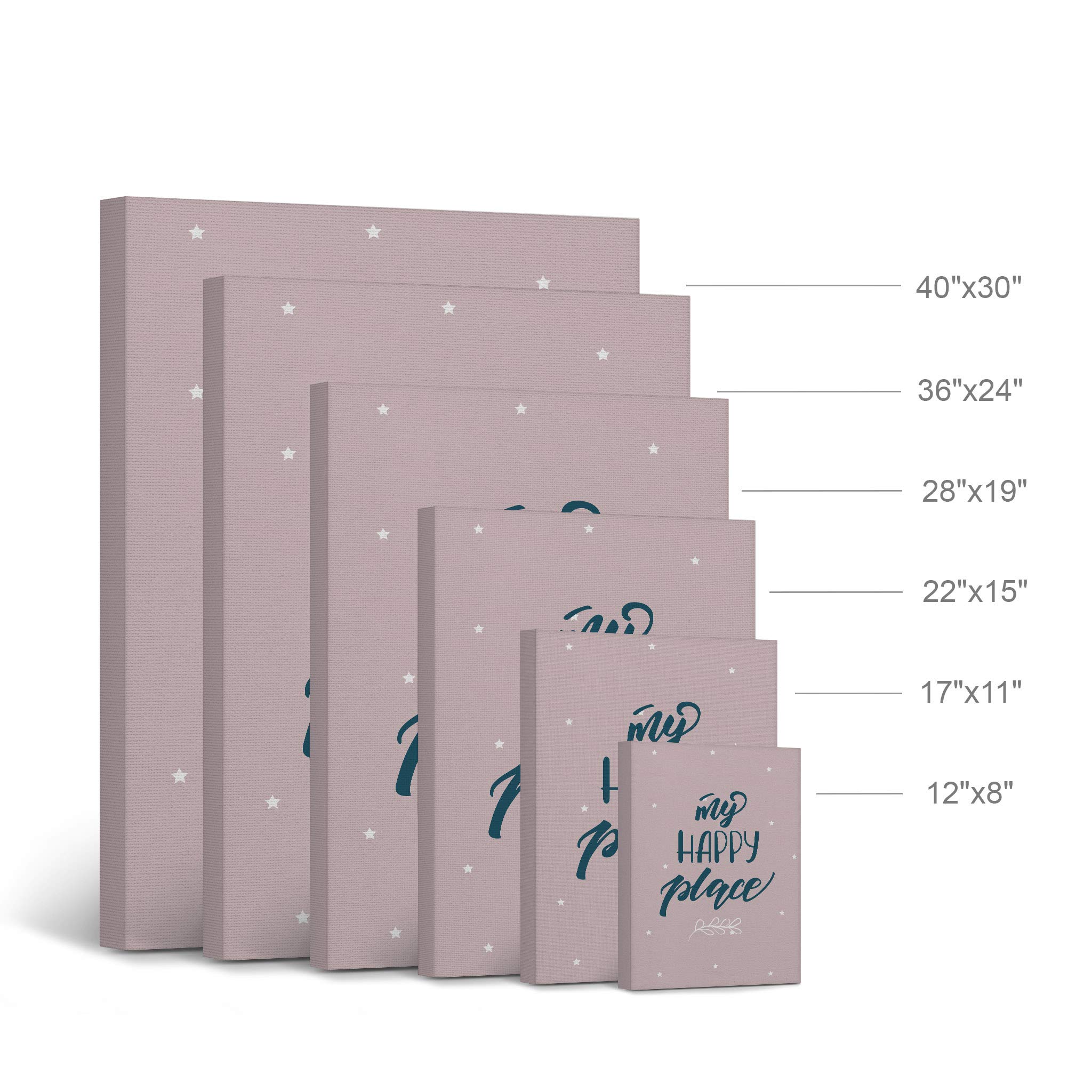 Smile Art Design 'My Happy Place' Inspirational Quote Canvas Wall Art - Pink Background Nursery Decor, Kids Room Decor, Baby Room Decor - Ready to Hang 36x24 - Made in USA | Perfect for Bedrooms, Playrooms & Gift Ideas
