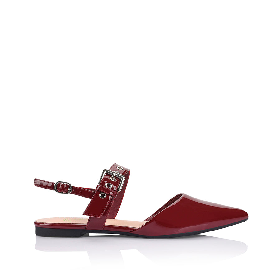 Idaho Slingback Flats - Wine Patent Leather Women's Comfortable Shoes for Work, Office & Casual Wear