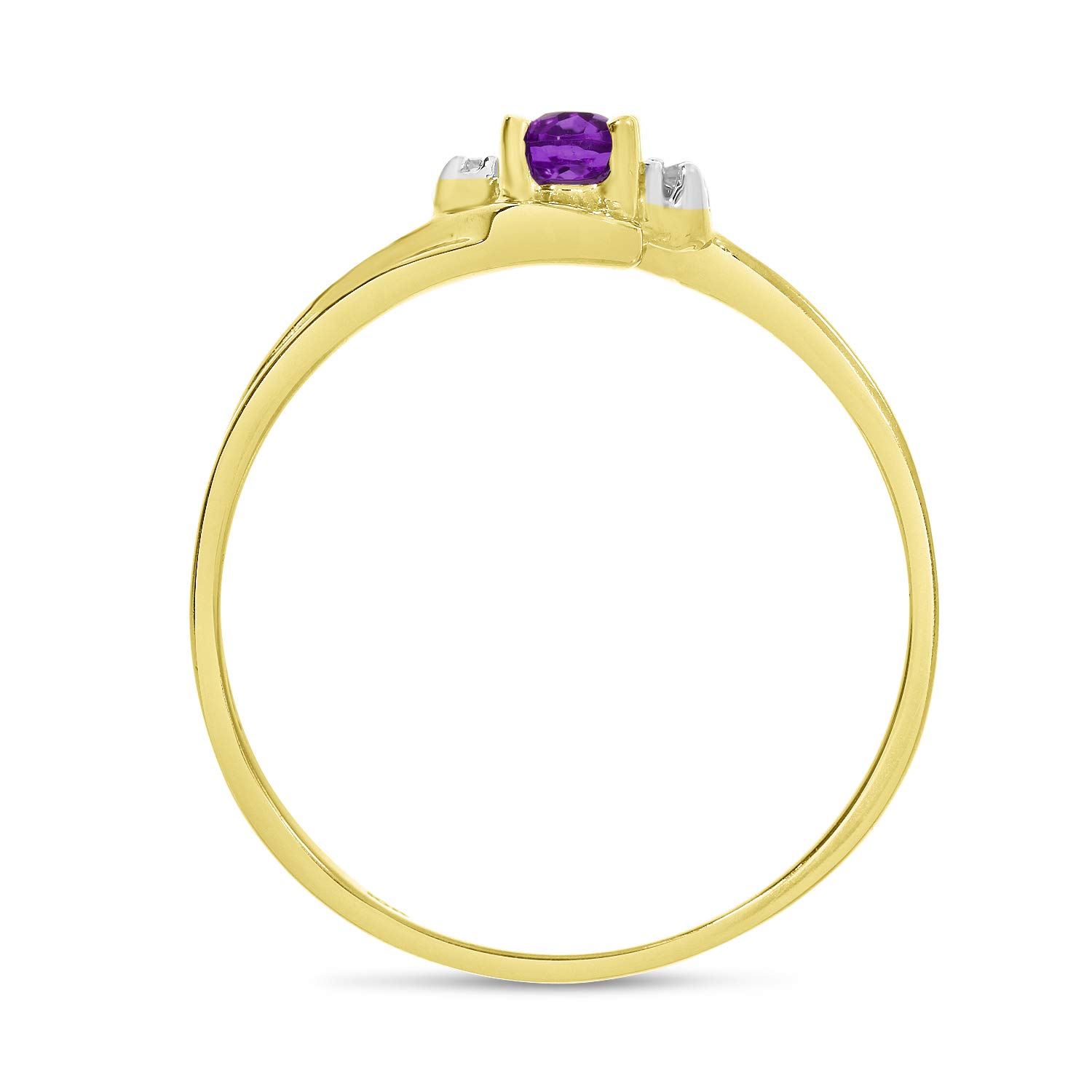 10K Yellow Gold Oval Amethyst and Diamond Ring for Women - Elegant Purple Gemstone Engagement, Wedding, or Anniversary Jewelry Gift
