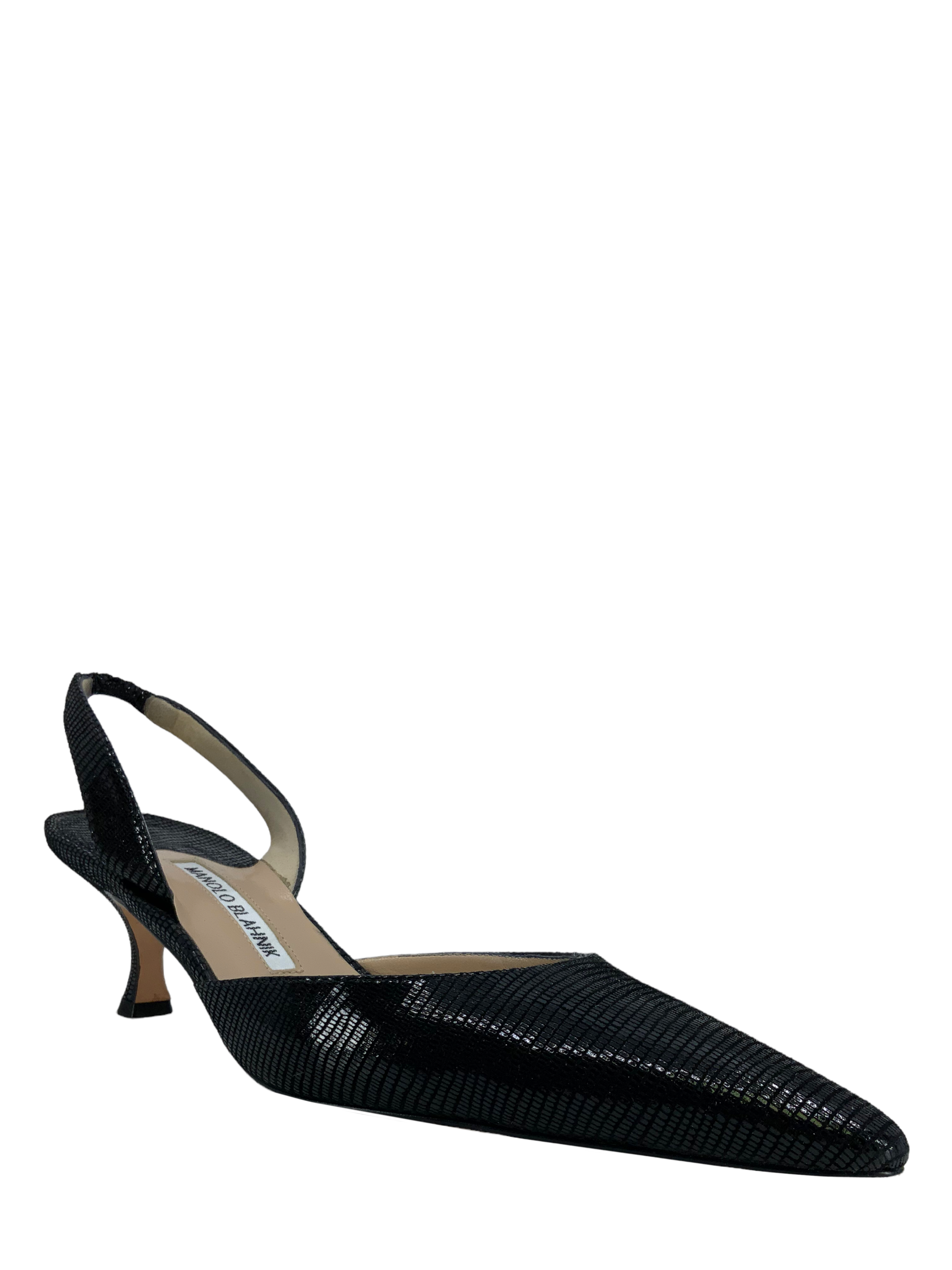 Manolo Blahnik Textured Suede Carolyne Slingback Heels - Women's Size 8 Luxury Designer Shoes for Weddings & Evening Events