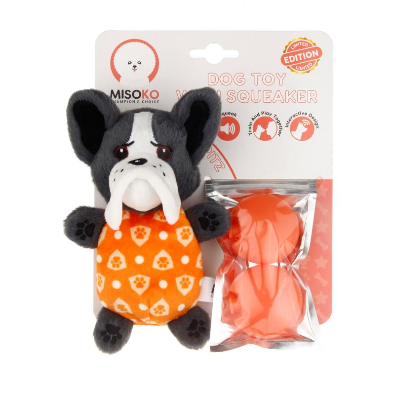 Misoko Limited Edition French Bulldog Squeaky Plush Dog Toy - Soft & Durable Chew Toy for Small Breed Dogs & Puppies - Perfect for Playtime, Training & Cuddling