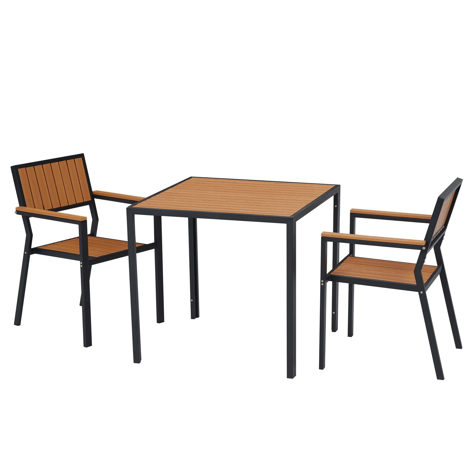 **Kinbor 3-Piece Outdoor Dining Table and Chairs Set - Durable Wood Patio Furniture with Steel Frame for Garden, Porch, Balcony, Deck - Perfect for BBQs, Family Gatherings & Relaxing Outdoors**