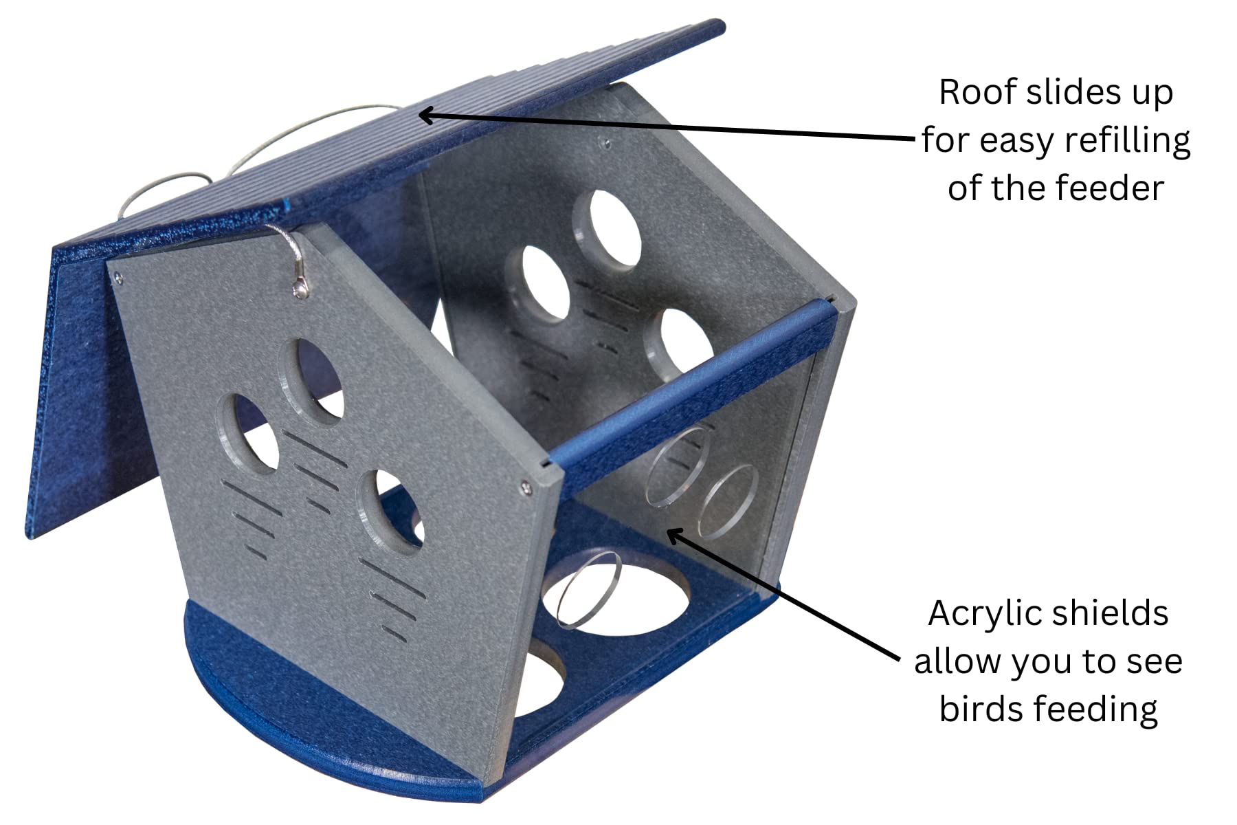 JCs Wildlife Ultimate Enclosed Bluebird Feeder - Starling Proof Bird Feeder with 2 Cups Capacity for Dried Mealworms - Perfect for Backyard Bird Watching & Protecting Bluebirds from Bully Birds