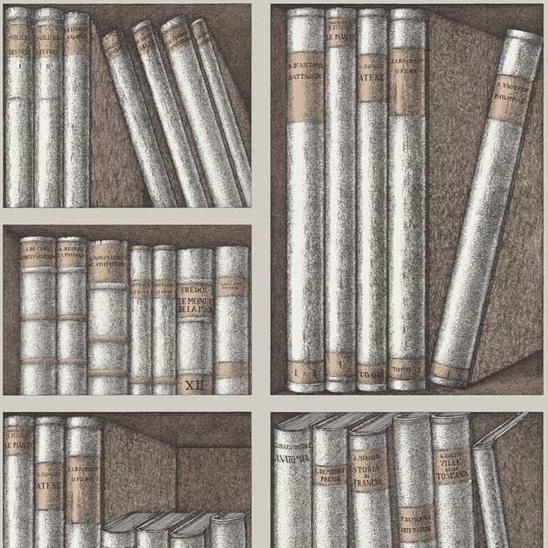 Cole & Son Ex Libris Beige Wallpaper - Premium Vintage Book Pattern Wall Covering for Living Room, Bedroom & Library Decor