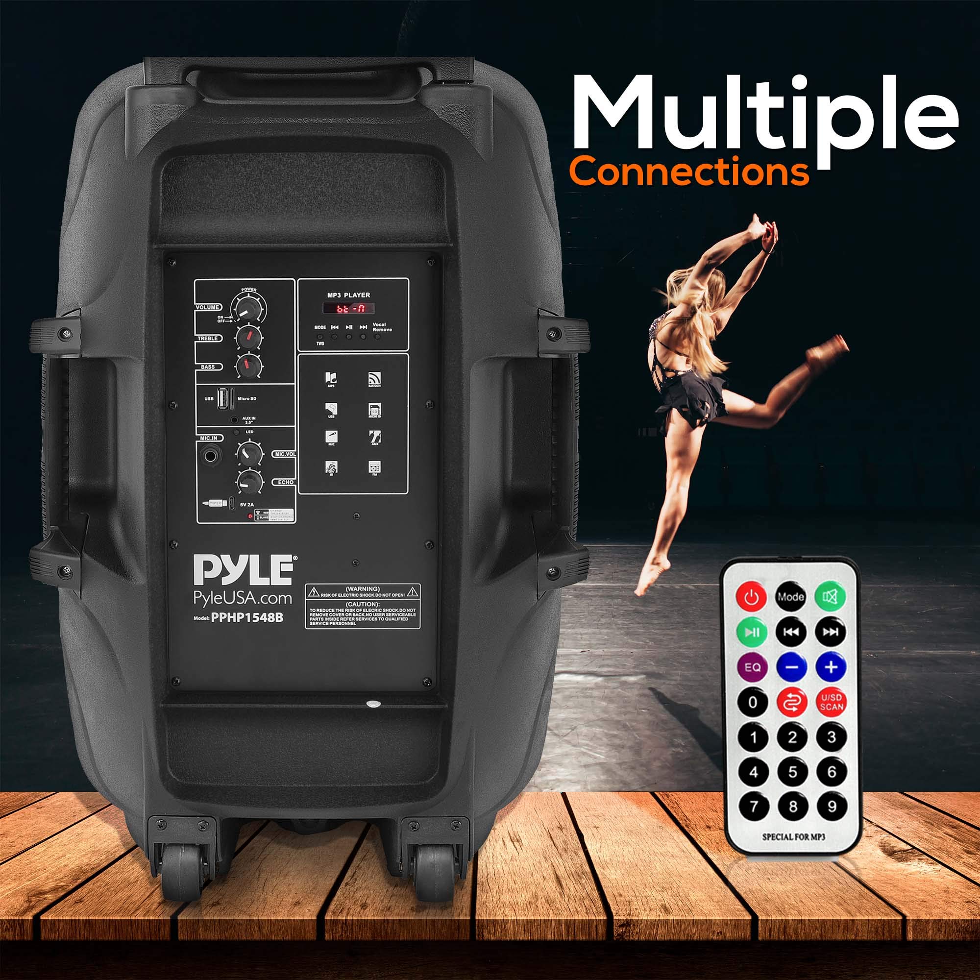 Pyle 1000W Portable Bluetooth PA Speaker System with 15