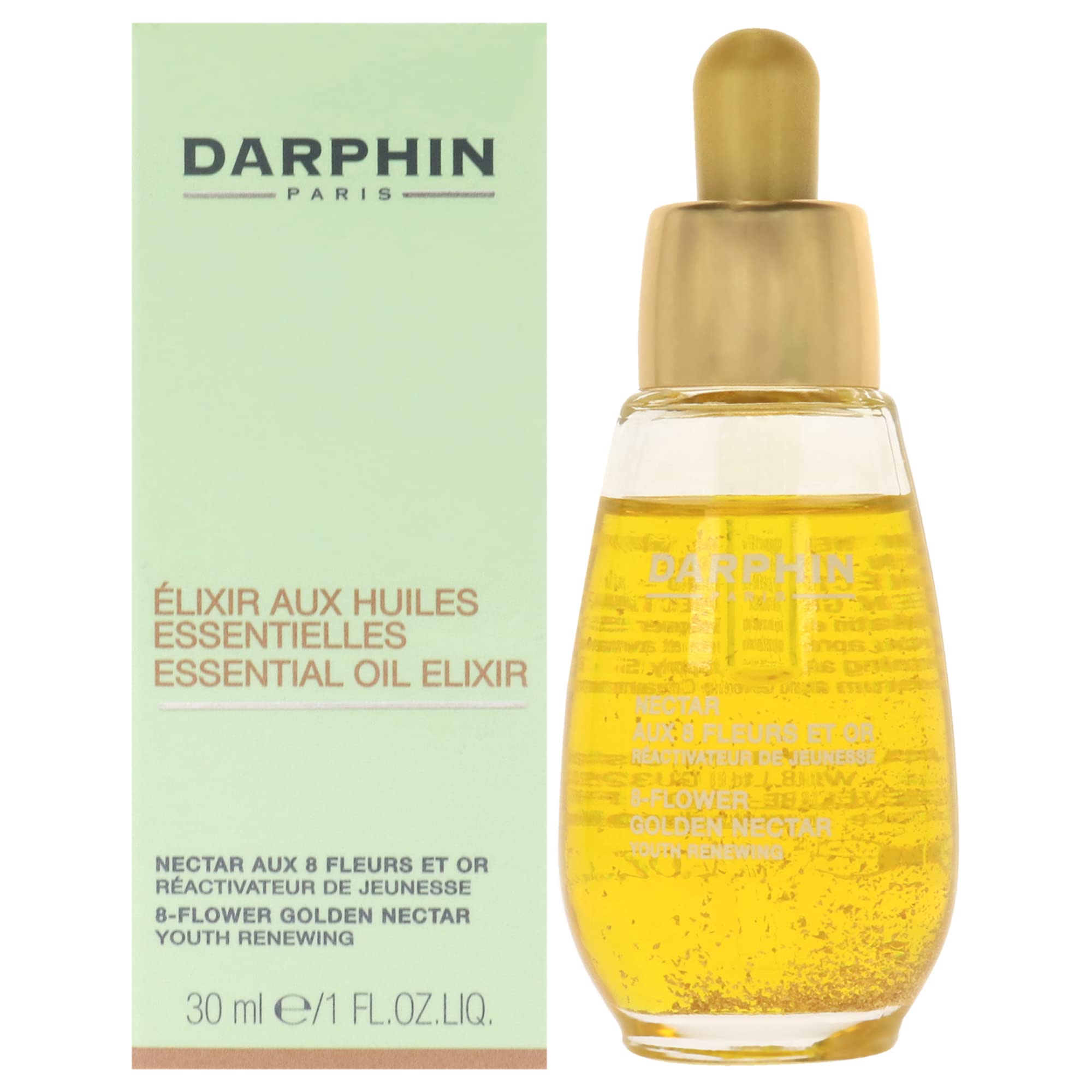 Darphin Elixir 8-Flowers Golden Nectar Aromatic Care Facial Oil 30ml - Hydrating & Anti-Aging Face Oil for Dry Skin - Perfect for Nighttime Skincare Routine & Glow Boosting