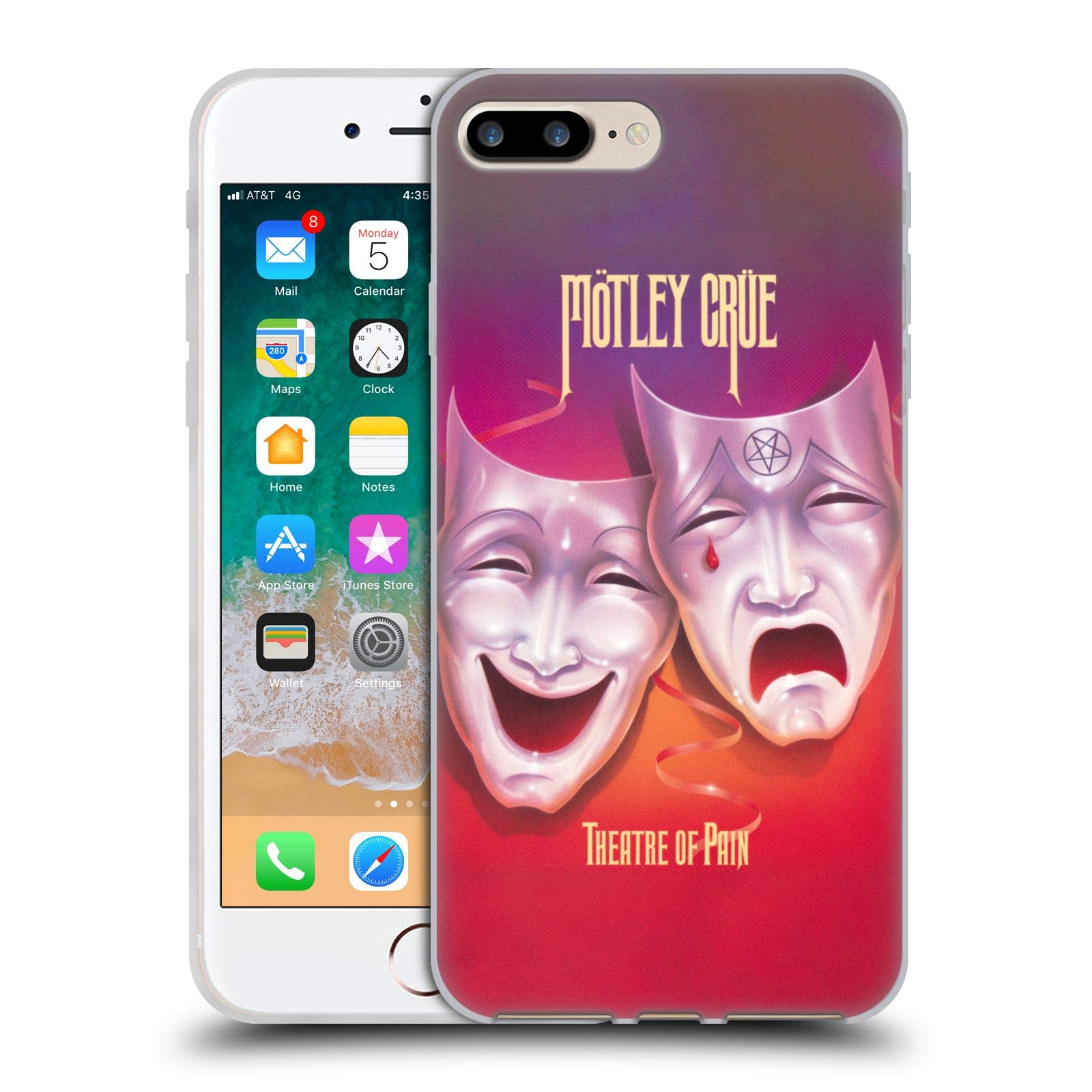 Head Case Designs Motley Crue Theater of Pain Album Soft Gel Case for iPhone 7 Plus/8 Plus - Rock Music Fan Protective Cover for Concerts & Daily Use