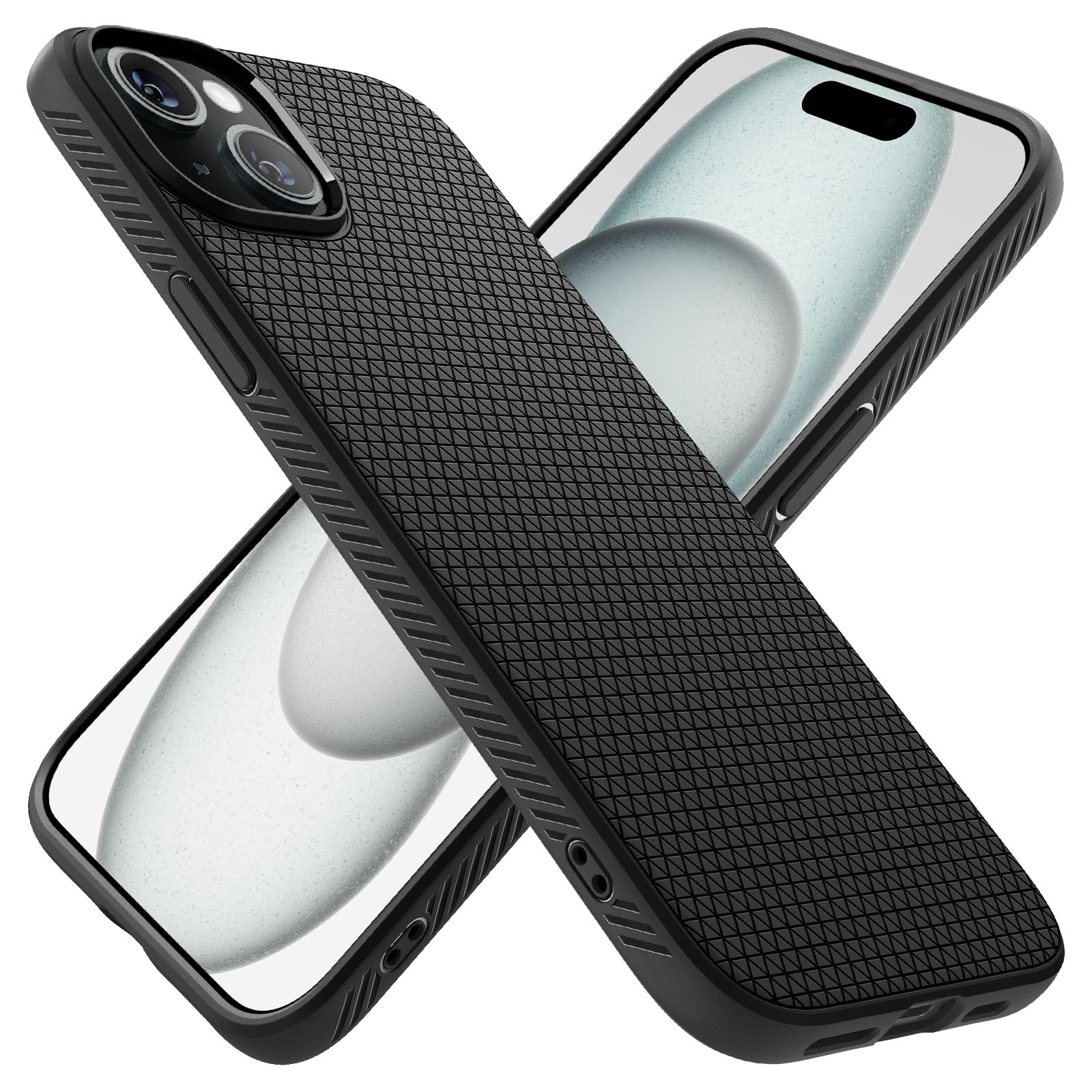 Spigen Liquid Air Case for iPhone 15 Plus - Slim Matte Black Protective Cover | Perfect for Everyday Use, Work & Travel
