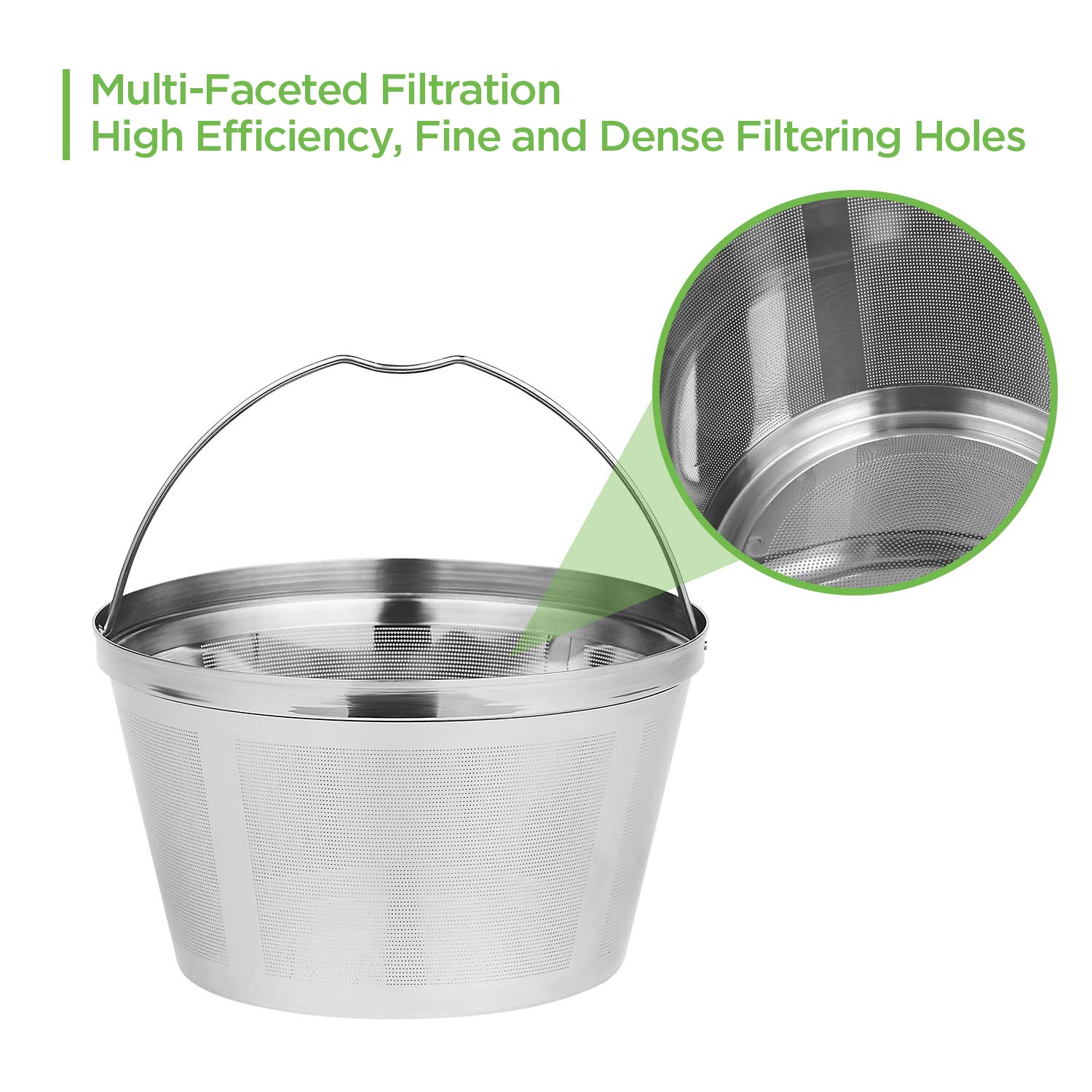 Premium Stainless Steel Reusable Coffee Filter Basket - 8-12 Cup Durable Permanent Coffee Filter Compatible with Mr. Coffee & Black+Decker Coffee Makers - Perfect for Home, Office, and Camping Use