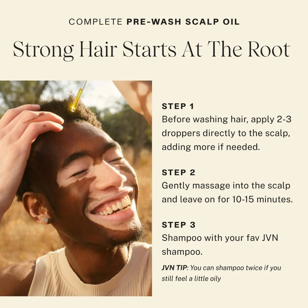 JVN Complete Pre Wash Scalp & Hair Strengthening Treatment Oil 50ml - Nourishing Hair Care for Dry Scalp & Damaged Hair - Perfect for Pre-Shampoo Treatment & At-Home Hair Spa
