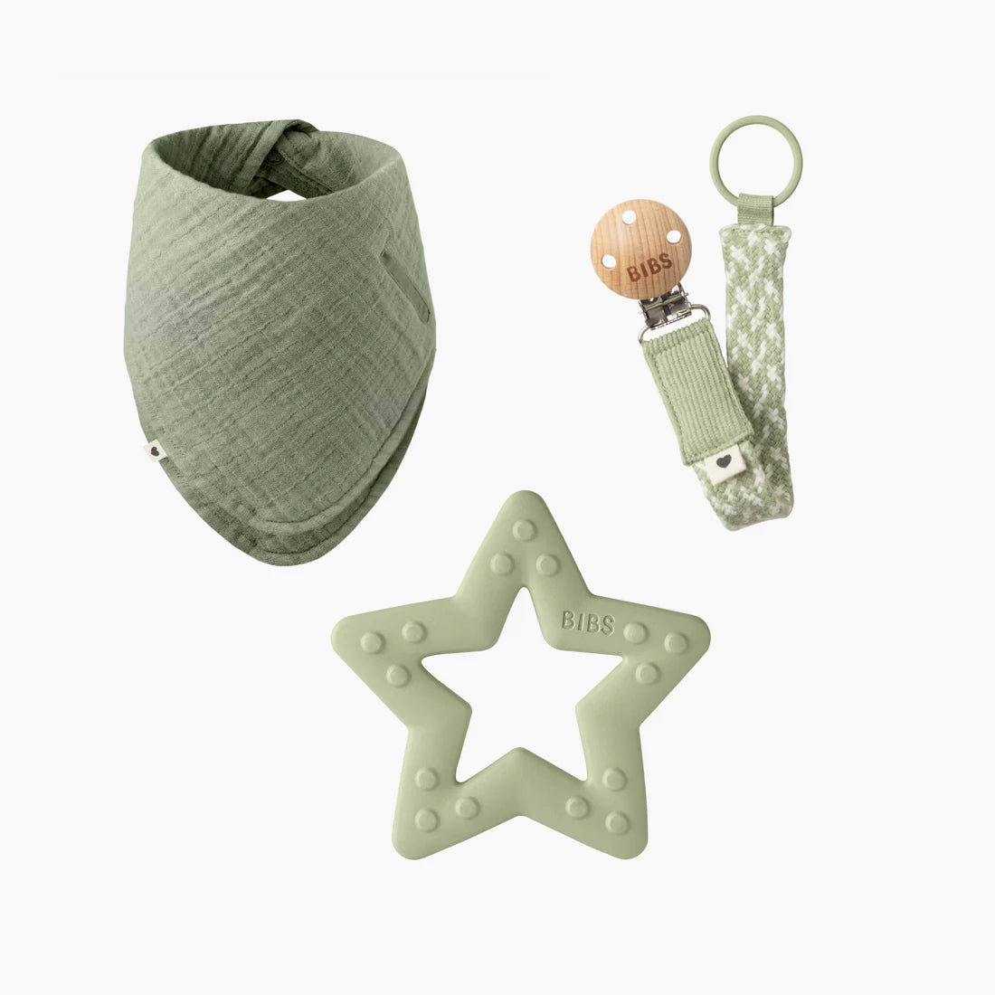 BIBS My First 6 Months Pacifier - Natural Rubber Orthodontic Baby Soother (0-6 Months) - Sage Green - Perfect for Newborns, Infants & Breastfed Babies - Ideal for Daycare, Travel & Sleep Time