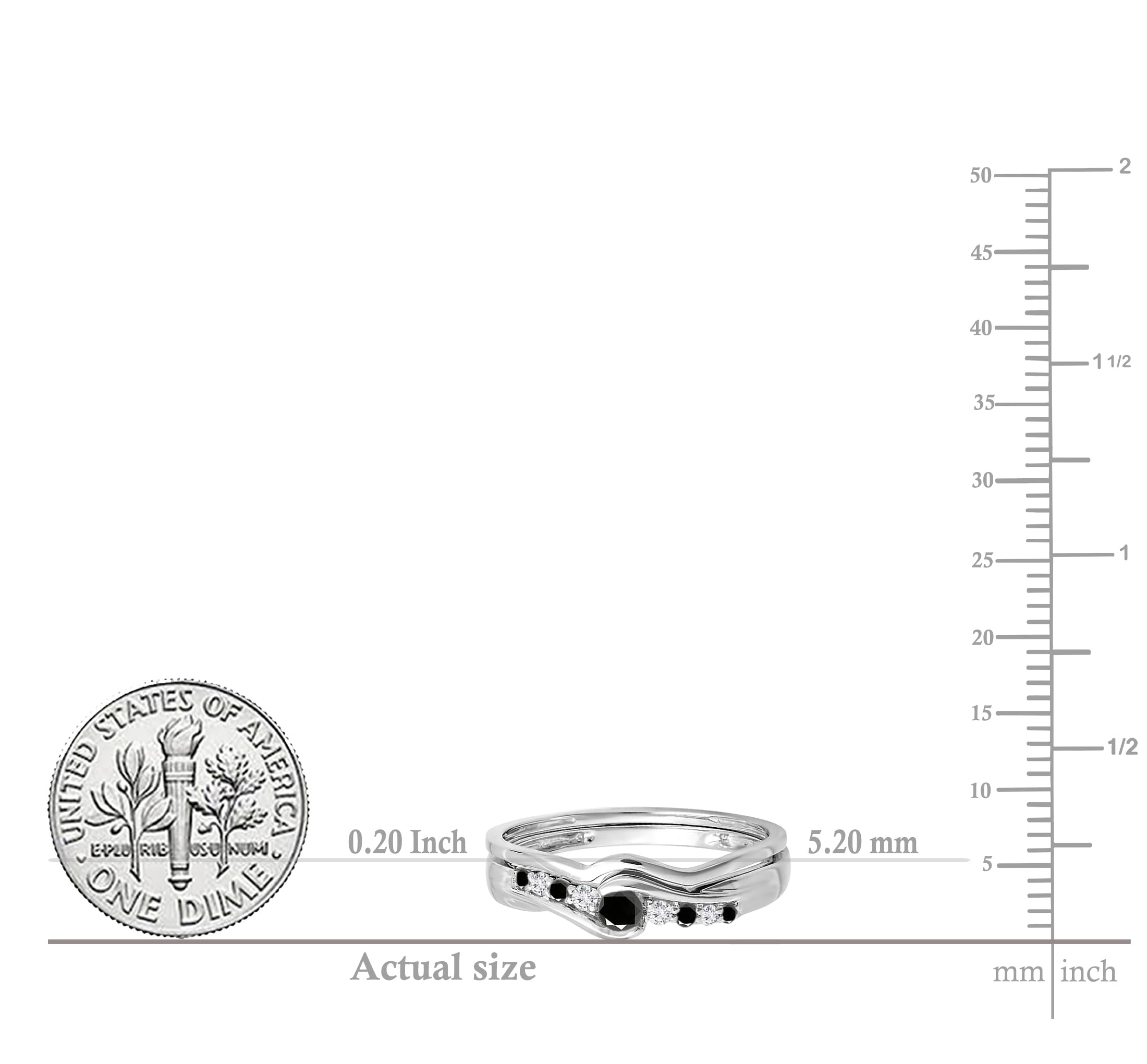Dazzlingrock 10k White Gold Round Black & White Diamond Bridal Wedding Ring Set (0.25 Cttw) - Elegant Promise Ring for Women, Perfect for Engagement, Anniversary & Special Occasions