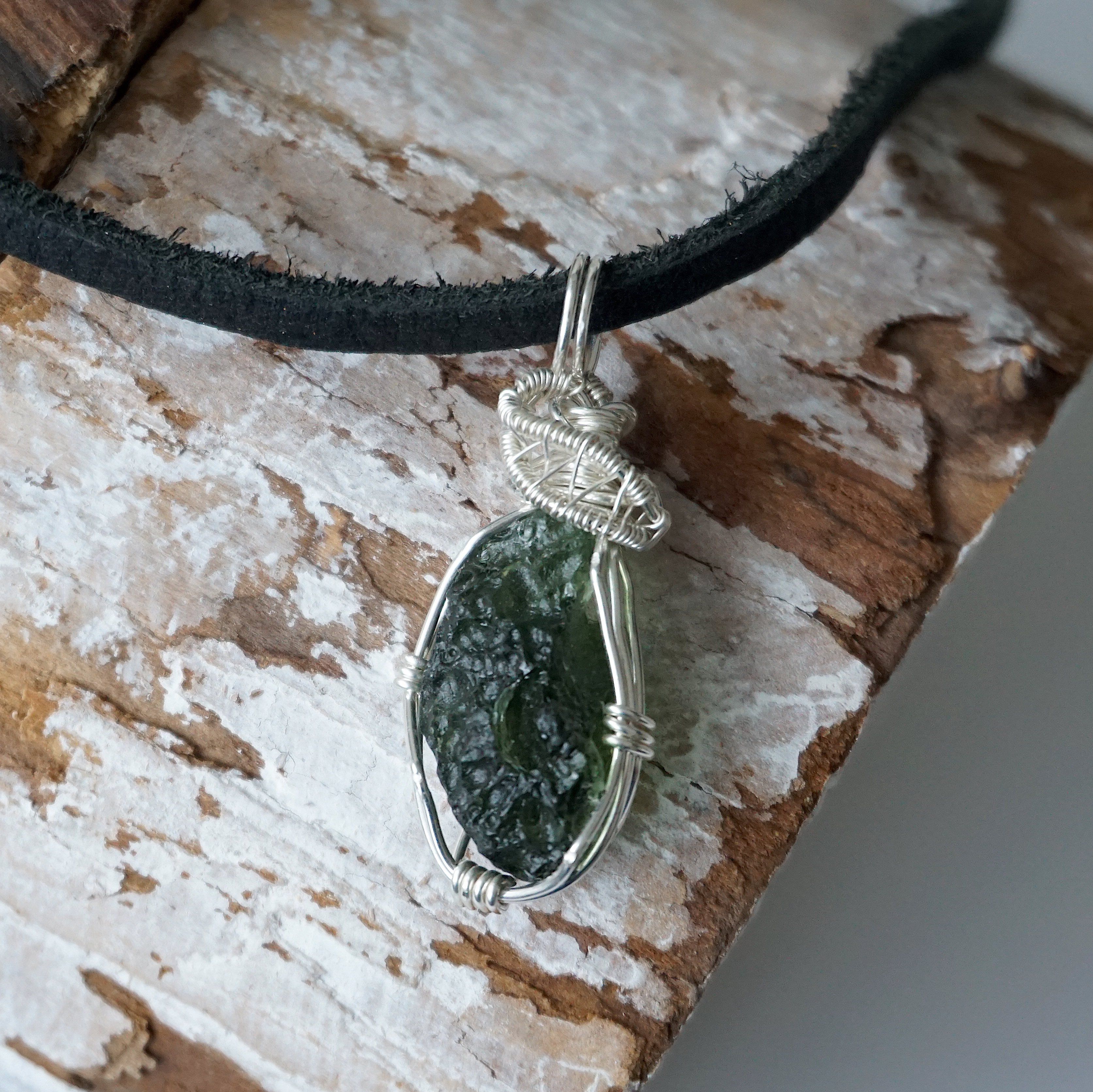 Special Edition Raw Moldavite Necklace in Sterling Silver - Authentic Czech Gemstone Jewelry for Spiritual Healing & Energy Protection