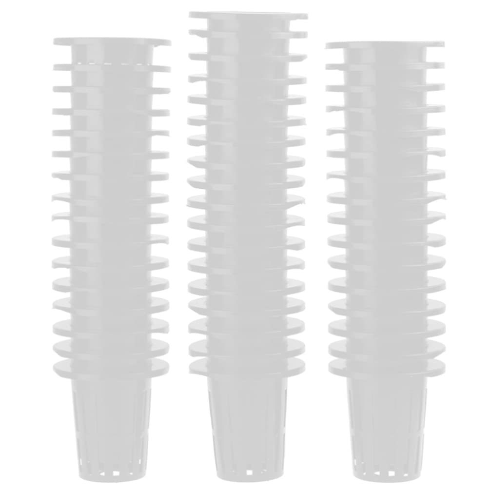 DOITOOL 50pcs Hydroponic Net Pots - Wide Lip Plastic Mesh Planting Cups for Hydroponics, Gardening, Seed Starting | Ideal for Hydroponic Systems, Indoor Herb Gardens, and Hydroponic Towers (White)