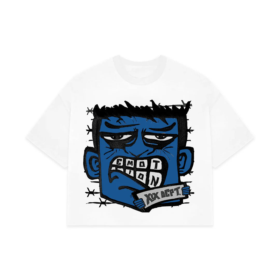 Mixed Emotion Blue Monster Cropped Tee - Trendy Streetwear Top for Casual Outfits & Music Festivals
