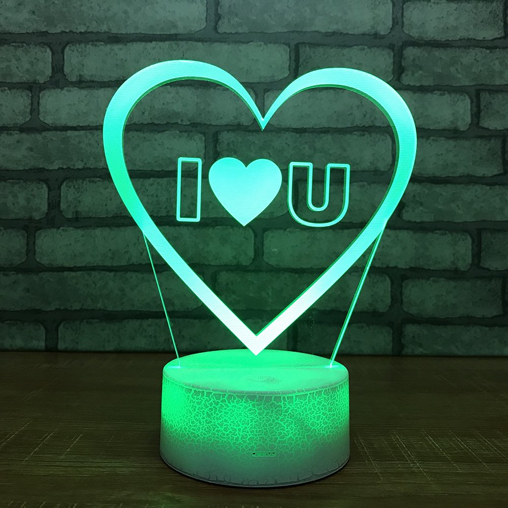 3D Heart Night Light LED Touch Lamp - 7 Color Changing Mood Light for Bedroom, Desk, Nursery | Romantic Optical Illusion Table Lamp for Valentine's Day, Christmas, Birthday Gifts (Kids, Couples, Home Decor)
