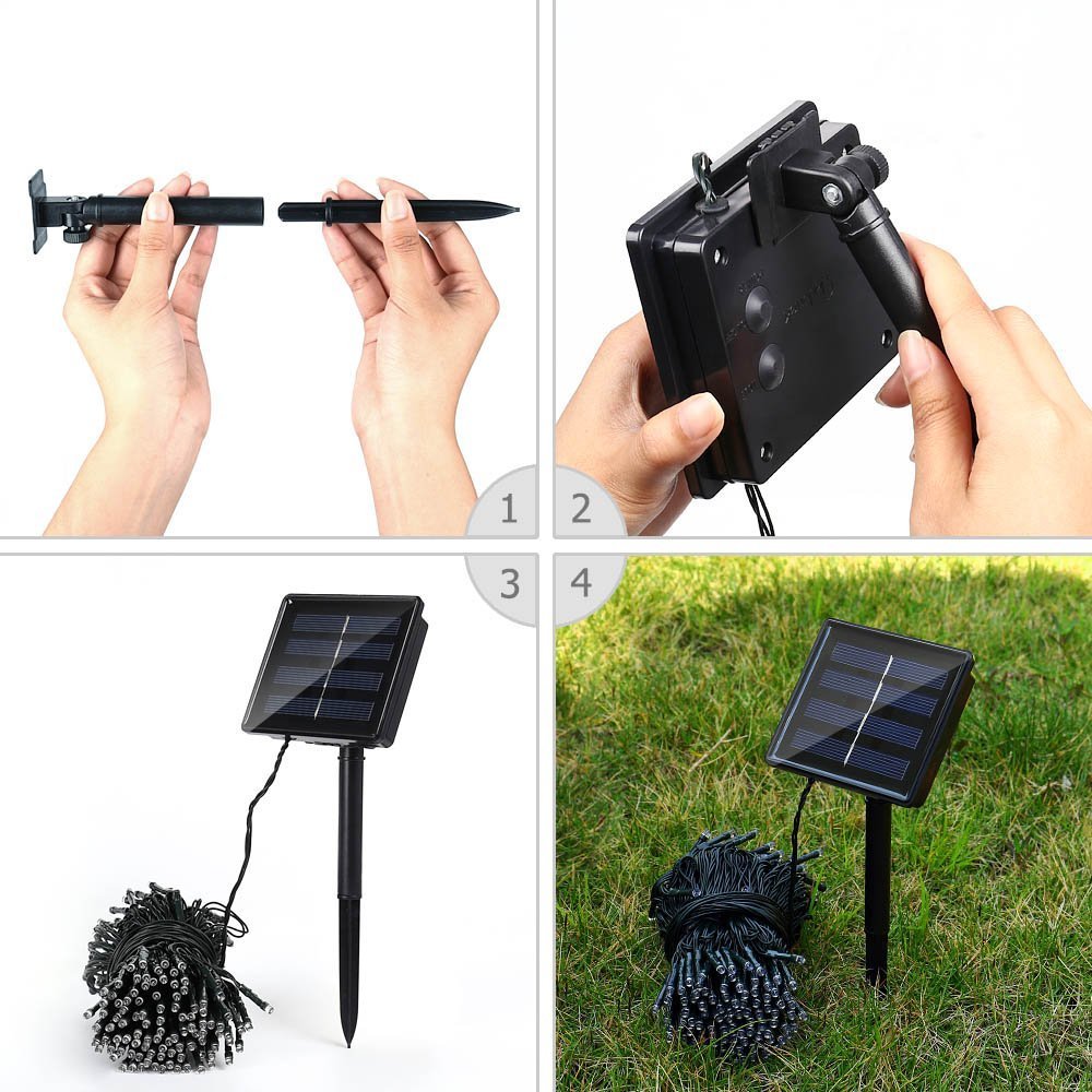 200 LED Solar String Lights Outdoor Waterproof - 72ft 8 Modes Fairy Lights for Christmas, Garden, Patio, Camping & Backyard Decor | Blue Solar Powered Ambiance Lighting for Parties, Weddings & Holiday Decorations