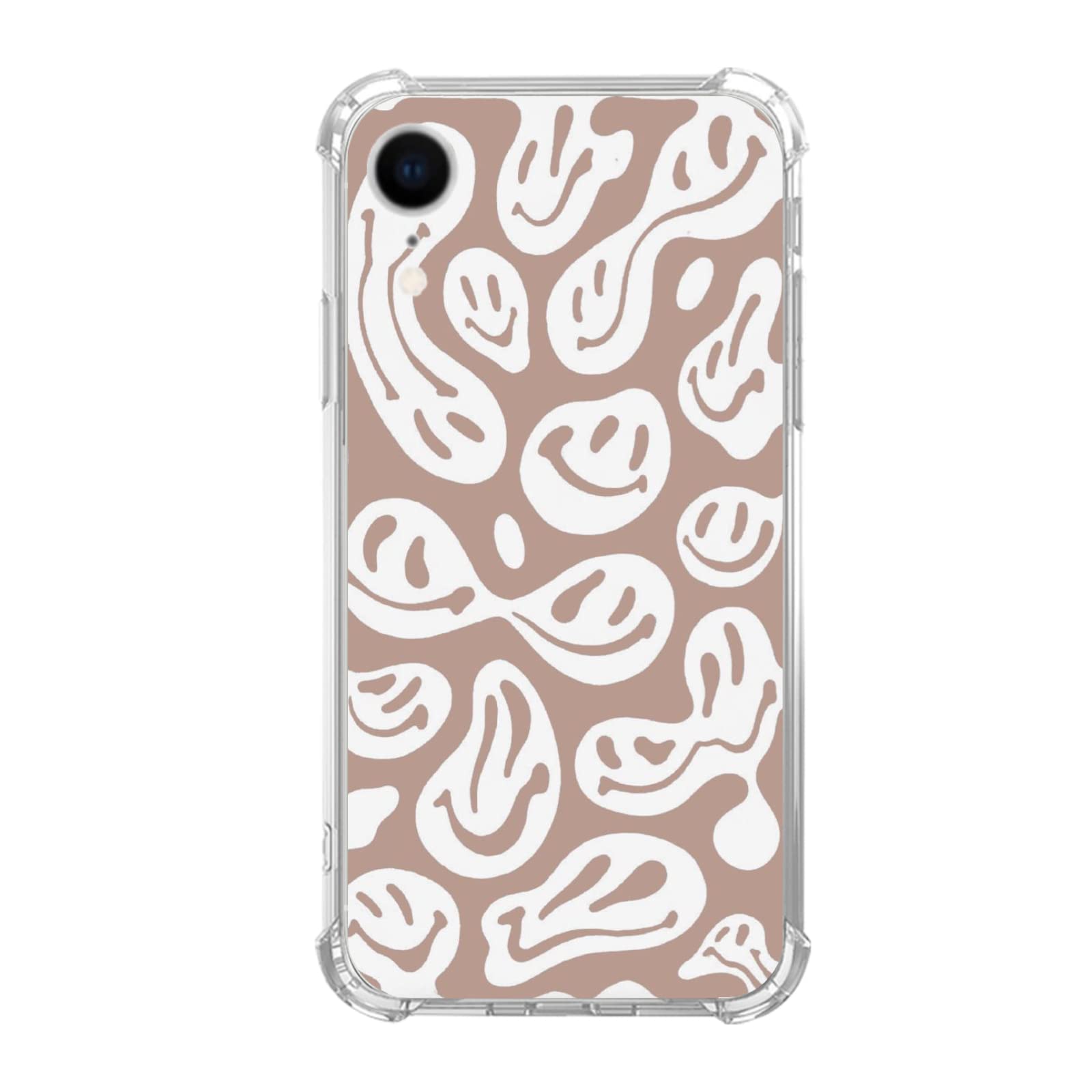 Trippy Smile Face iPhone XR Case - Cute Funny Melted Beige TPU Bumper Phone Cover for Women & Men | Trendy Protective Case for Daily Use, Parties & Gifts
