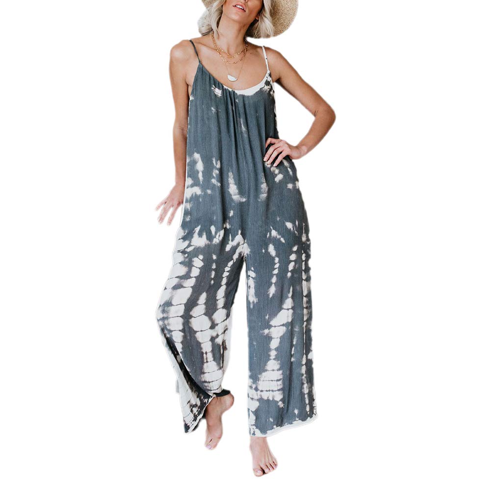 Women's Oversized Sleeveless Jumpsuit - Spaghetti Strap Wide Leg Romper with Pockets | Casual Summer Outfit, Beach Cover-Up, Lounge Wear, Street Style Fashion