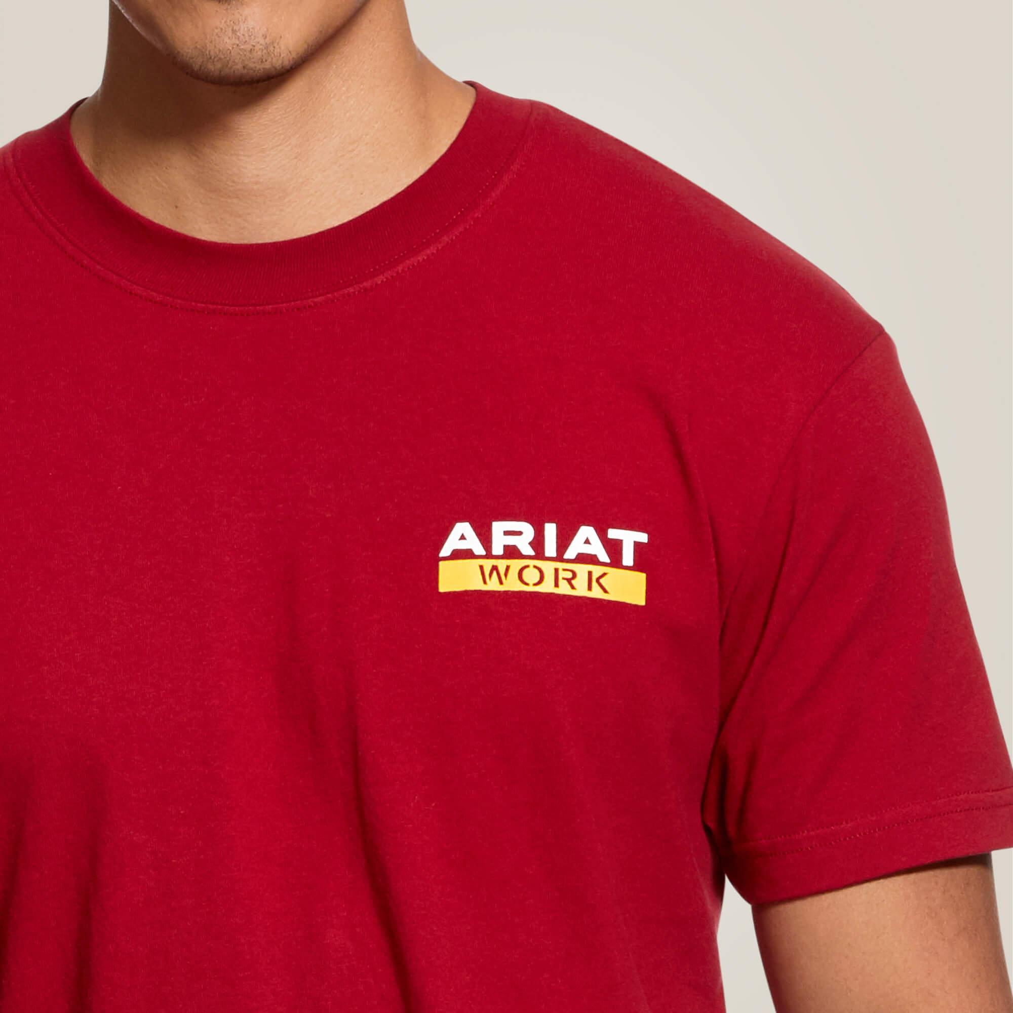 Rebar Cotton Strong Roughneck Graphic T-Shirt - Durable Workwear for Construction & Outdoor Activities - Rio Red