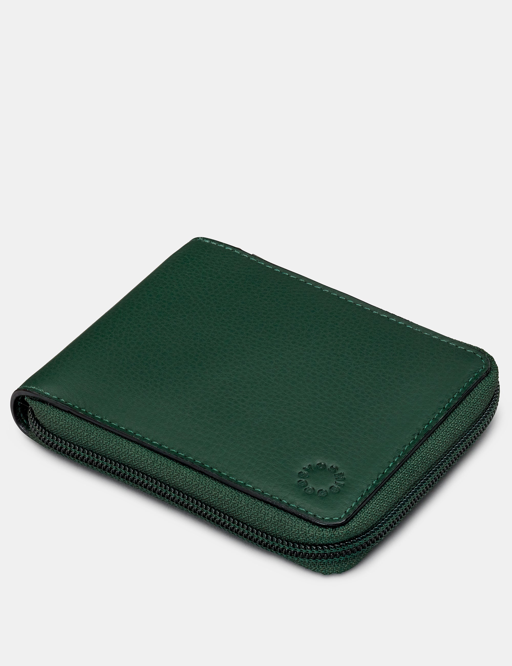 Premium Genuine Leather Zip Around Wallet for Men - Stylish Green & Brown RFID Blocking Bifold Wallet - Perfect for Travel, Business & Everyday Use