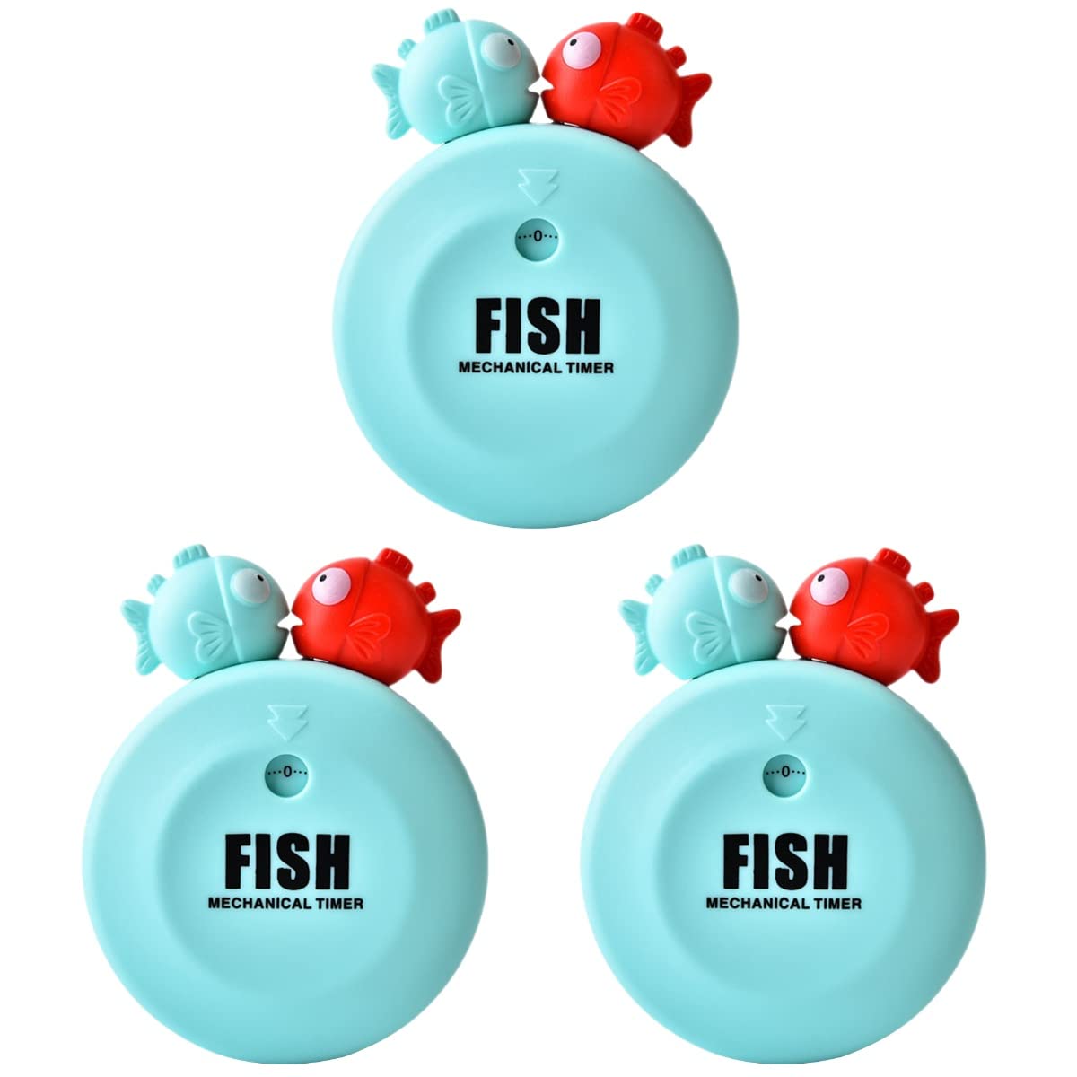 PRETYZOOM 3-Piece Fish Shaped Mechanical Kitchen Timer Set - Adjustable Cooking Timer for Baking, Studying & Home Decor (Blue) | Perfect for Kitchen, Office & Dorm Room Use