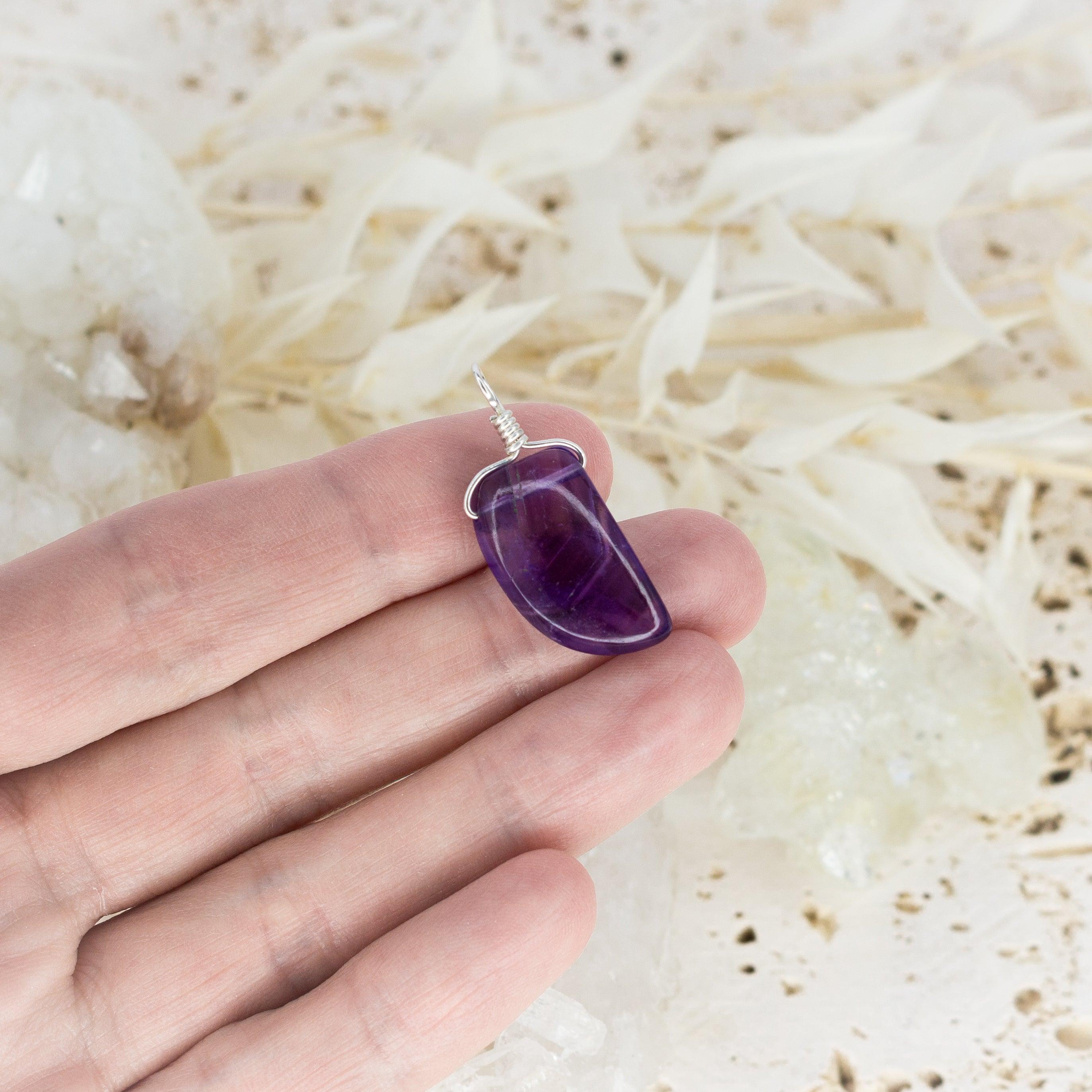 Natural Small Smooth Amethyst Crystal Pendant Necklace with Gentle Point - Healing Stone Jewelry for Meditation, Yoga & Spiritual Gifts