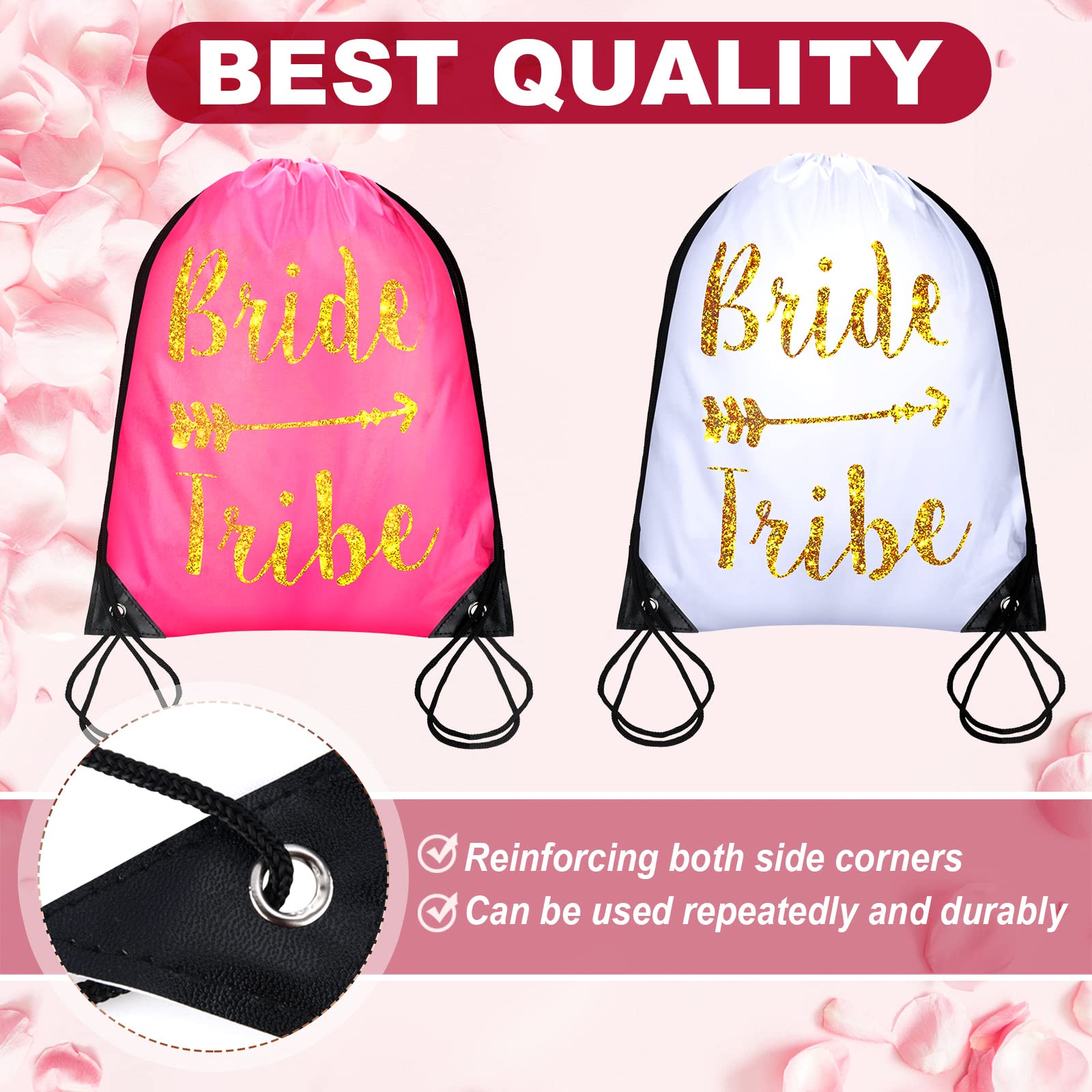 Maitys 12-Piece Rose Red Bridal Shower Drawstring Bags - Bachelorette Party Favors, Wedding Gift Bags for Bridesmaids & Guests - Perfect for Bridal Showers, Wedding Receptions & Bachelorette Parties