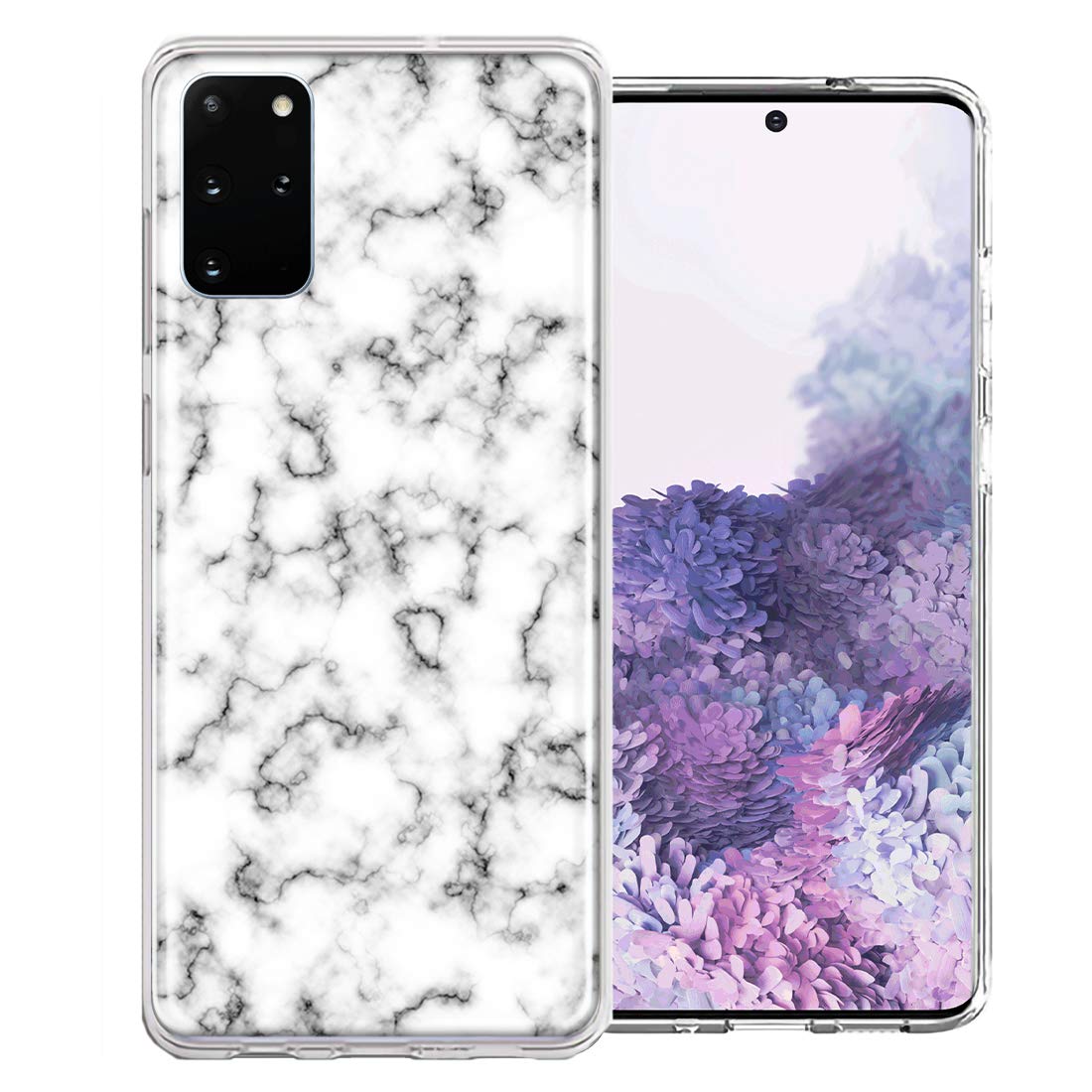 Samsung Galaxy S20 Marble Phone Case - White Grey Double Layer Cover for Protection & Style