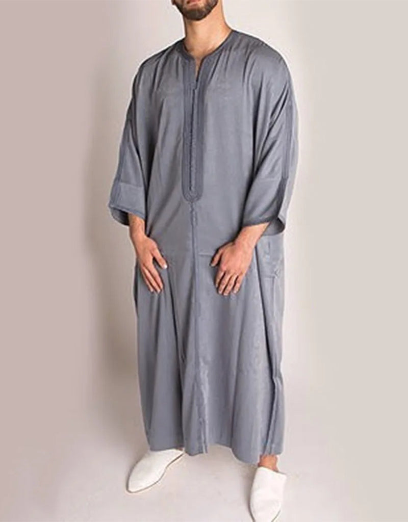 Authentic Moroccan Kaftan for Men - Arabic Inspired Long Striped Dress | Modest Muslim Clothing for Prayer, Eid & Special Occasions