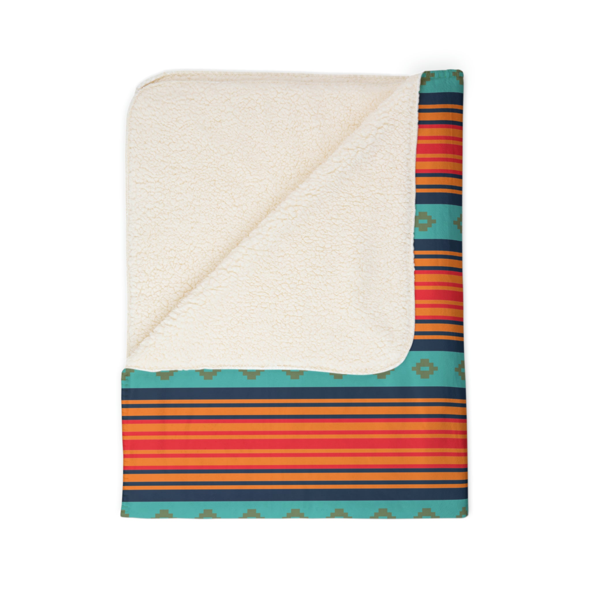 Soft Fleece Sherpa Blanket with Southwestern Rio Grande Print - Warm Cozy Throw for Couch, Bed & Travel - Available in 2 Sizes