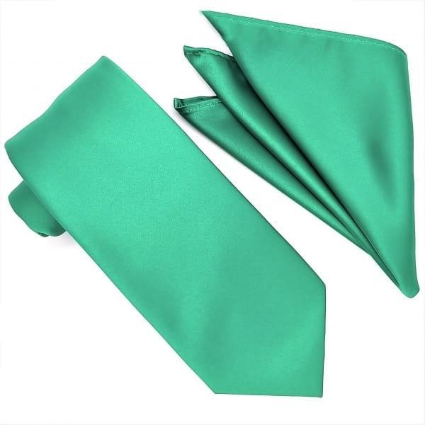 Emerald Green Silk Tie and Pocket Square Set for Men - Elegant Wedding, Formal & Business Attire Accessories