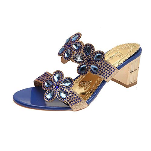 Women's Casual Crystal Floral Heel Slip-On Shoes - Fashion Outdoor Slippers & Comfortable Tennis Shoes for Daily Wear, Walking, Work, and Parties