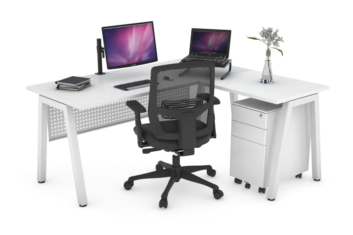 L-Shaped Corner Office Desk with Quadro A Legs - 1800L x 1700W - Modern Ergonomic Workstation for Home Office, Gaming & Study Spaces