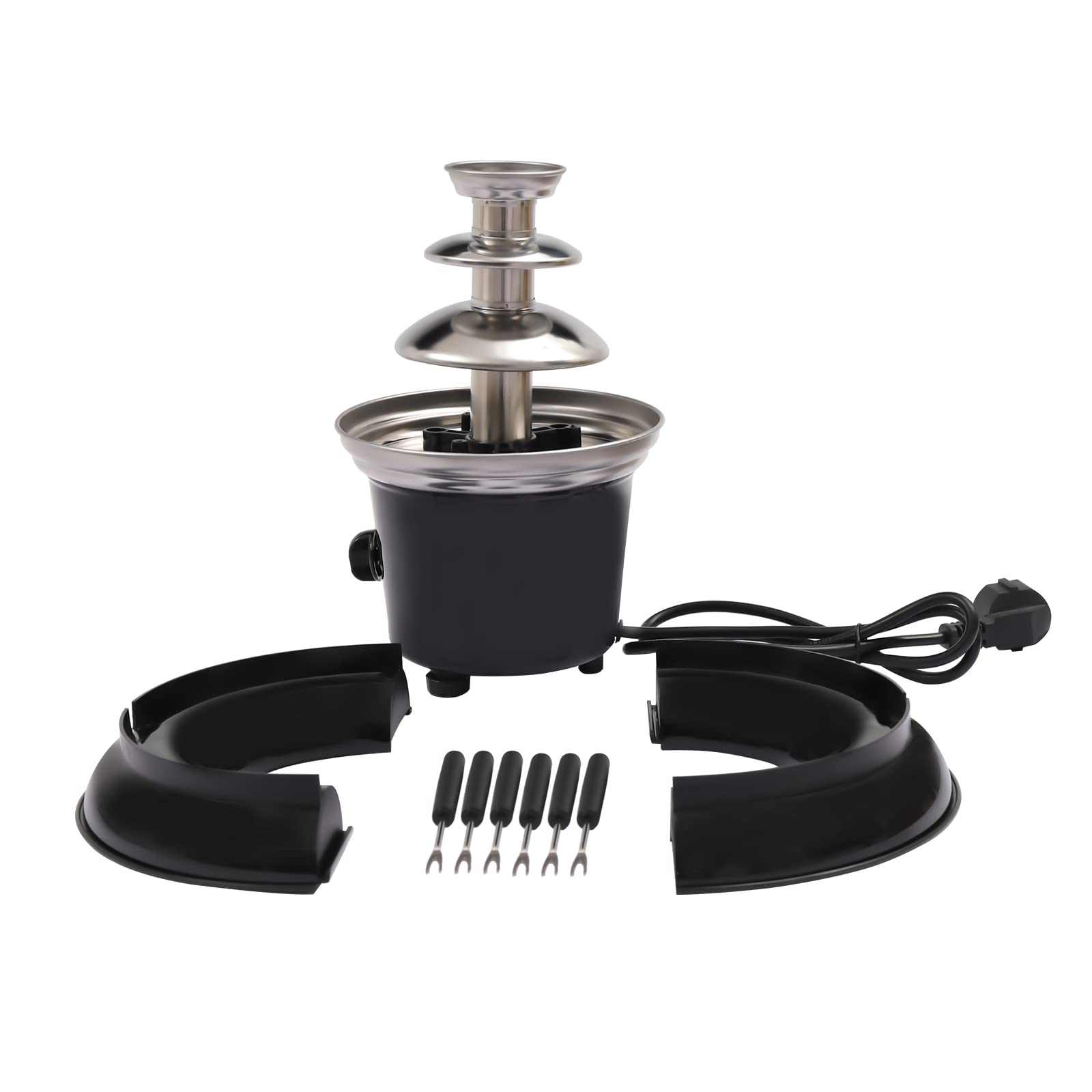 1lb Chocolate Fountain Machine - 3-Tier Stainless Steel Fondue Fountain with Fruit Plate & 40W Heater for Christmas, Birthday Parties, Weddings & Events (120V) - Perfect for Dessert Buffets, Catering & Home Entertaining