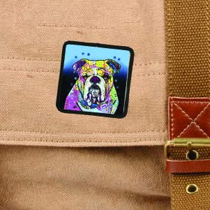 Dean Russo Art Bulldog Decorative Patch - Peel & Stick Iron-On Adhesive Backing - Perfect for Jackets, Bags & DIY Crafts