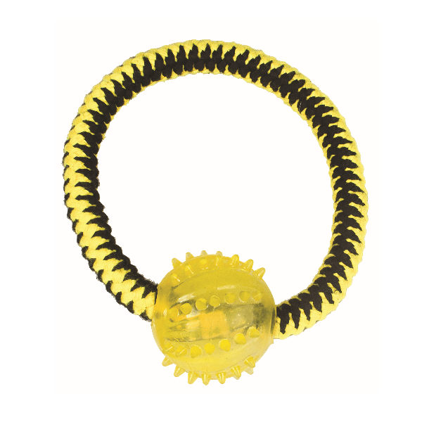 M PETS Twist Ring Ball Rope - Durable Interactive Dog Toy for Chewing, Fetch & Training | Perfect for Indoor & Outdoor Play with Small to Medium Dogs