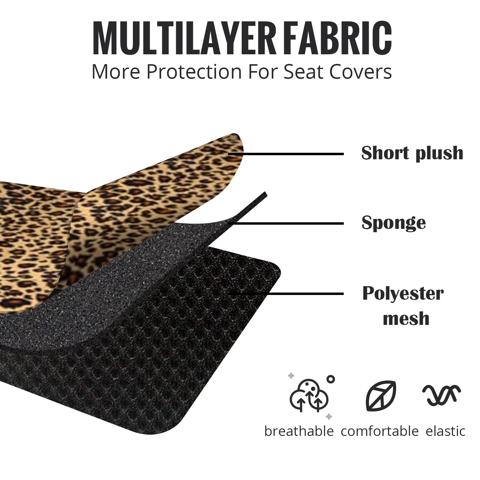 Universal Cheetah Print Car Seat Covers Full Set with Steering Wheel Cover & Seat Belt Pads | AUTOFAN Leopard Design Airbag-Compatible Seat Covers for Women - Fits Cars, SUVs & Trucks | Perfect for Daily Commute, Road Trips & Style Upgrade