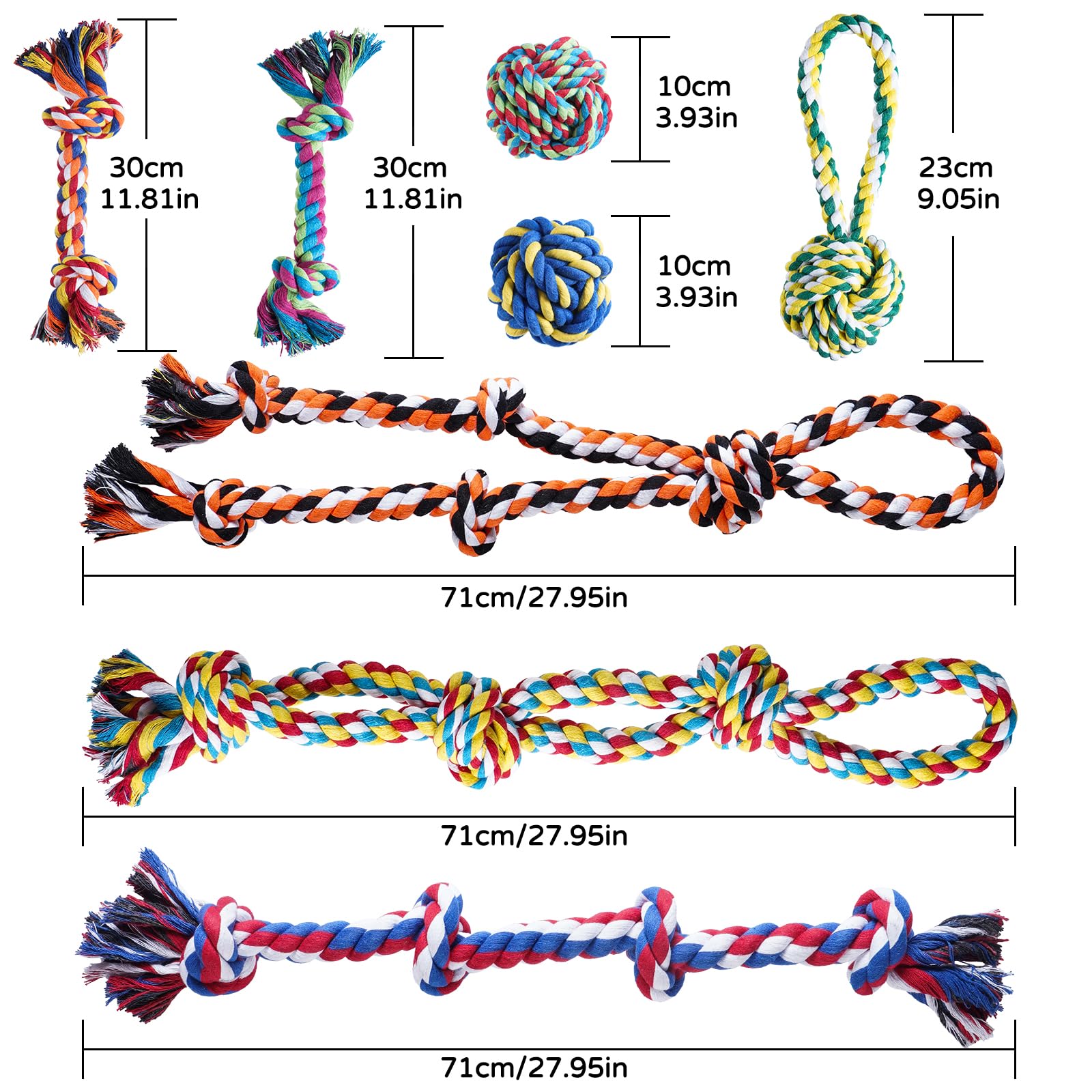 Aitmexcn 8 Pack Heavy Duty Indestructible Dog Rope Toys for Large & Medium Aggressive Chewers - 100% Cotton Dental Cleaning Chew & Tug Toys for Boredom Relief - Perfect for Playtime, Training, and Teeth Cleaning