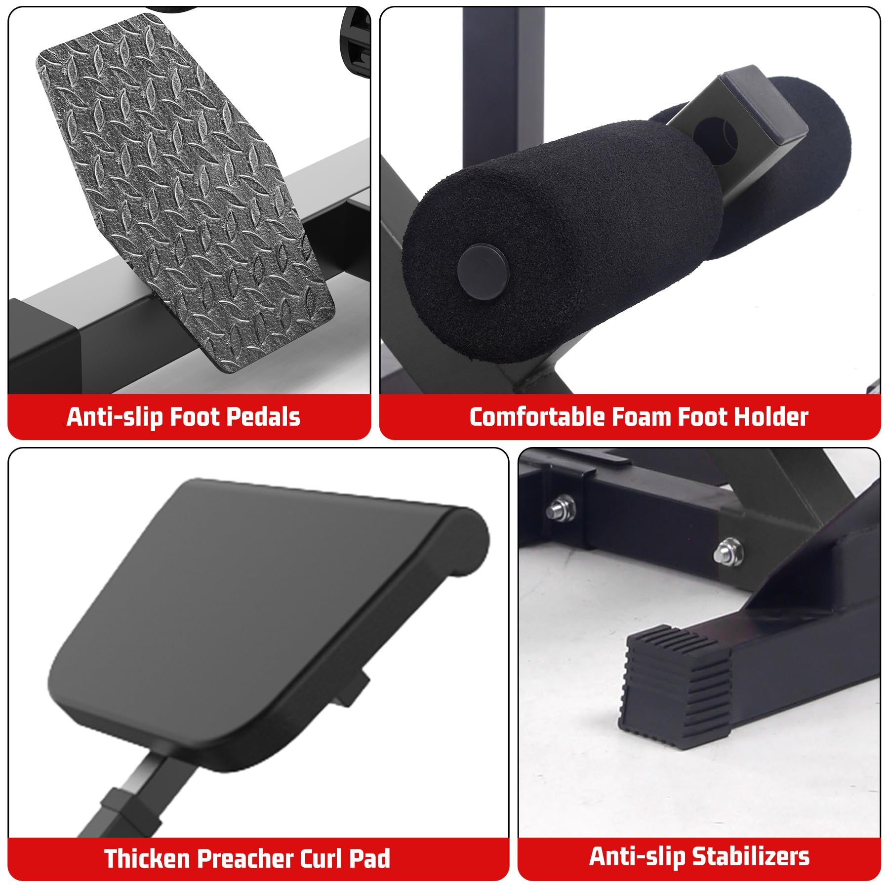 GARVEE 2-in-1 Roman Chair & Preacher Curl Bench - Adjustable Hyperextension Bench for Home Gym - Heavy Duty Ab, Back, Glute & Leg Workout Equipment with Arm Support - Perfect for Strength Training & Core Exercises (Black)