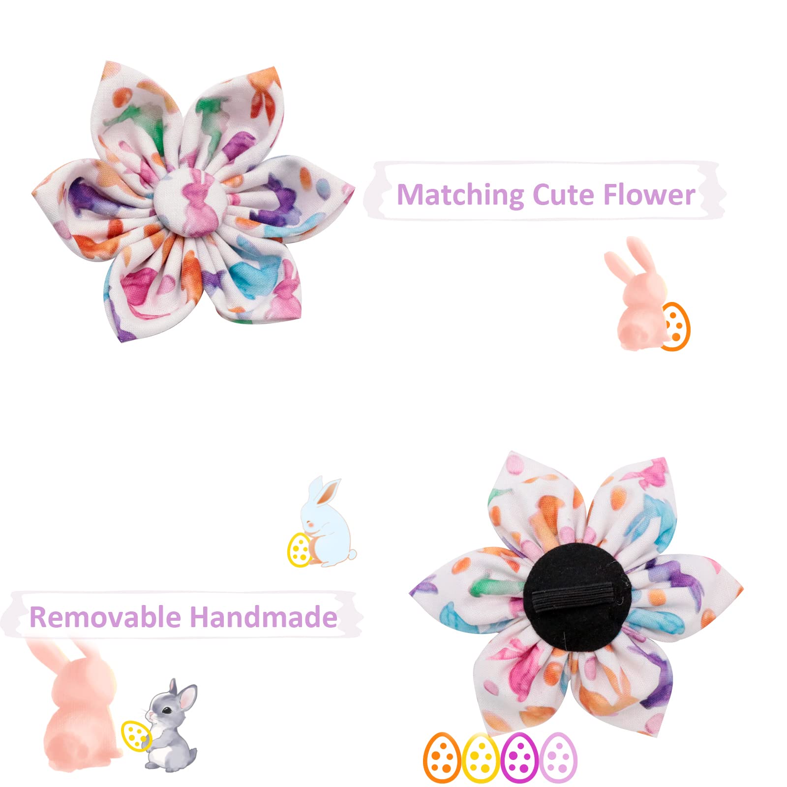Easter Dog Collar with Flower Design - Adjustable Pet Collar for Small, Medium & Large Dogs - Perfect for Spring Walks & Easter Celebrations