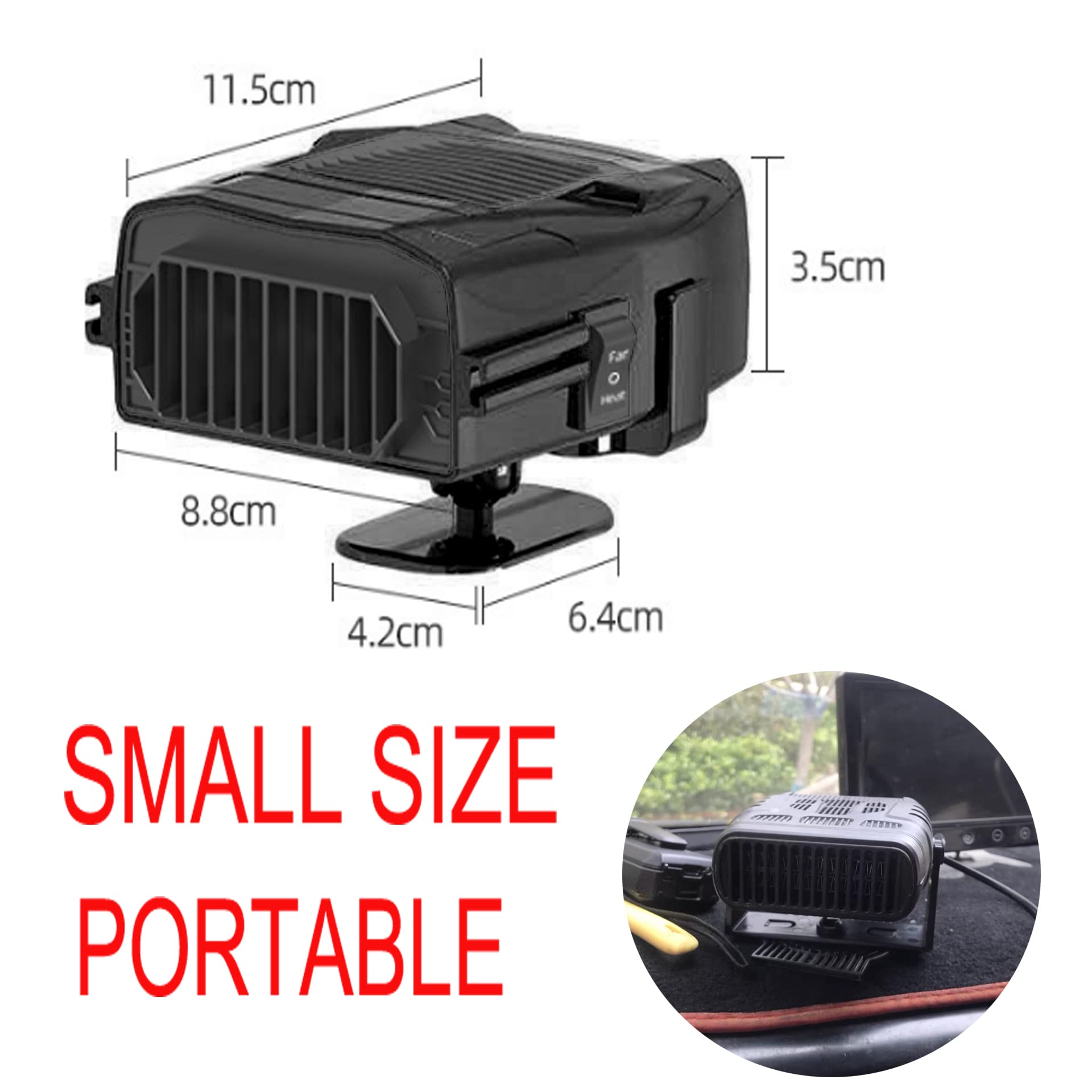 12V Fast Heating & Cooling Car Fan Heater - Dual Function Auto Defroster & Portable Plug-In Heater for Vehicles | Perfect for Winter Warmth & Summer Cooling in Cars, Trucks, RVs